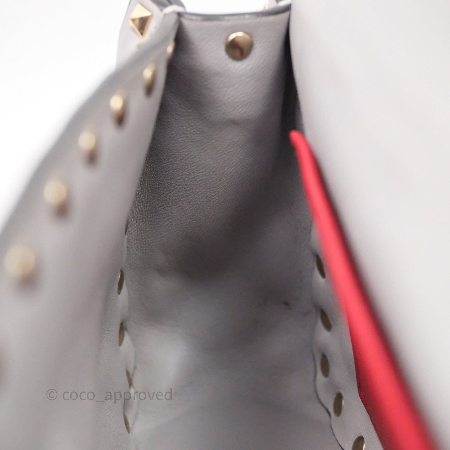 Valentino Small Nappa Rockstud Spike Bag Grey Gold Hardware