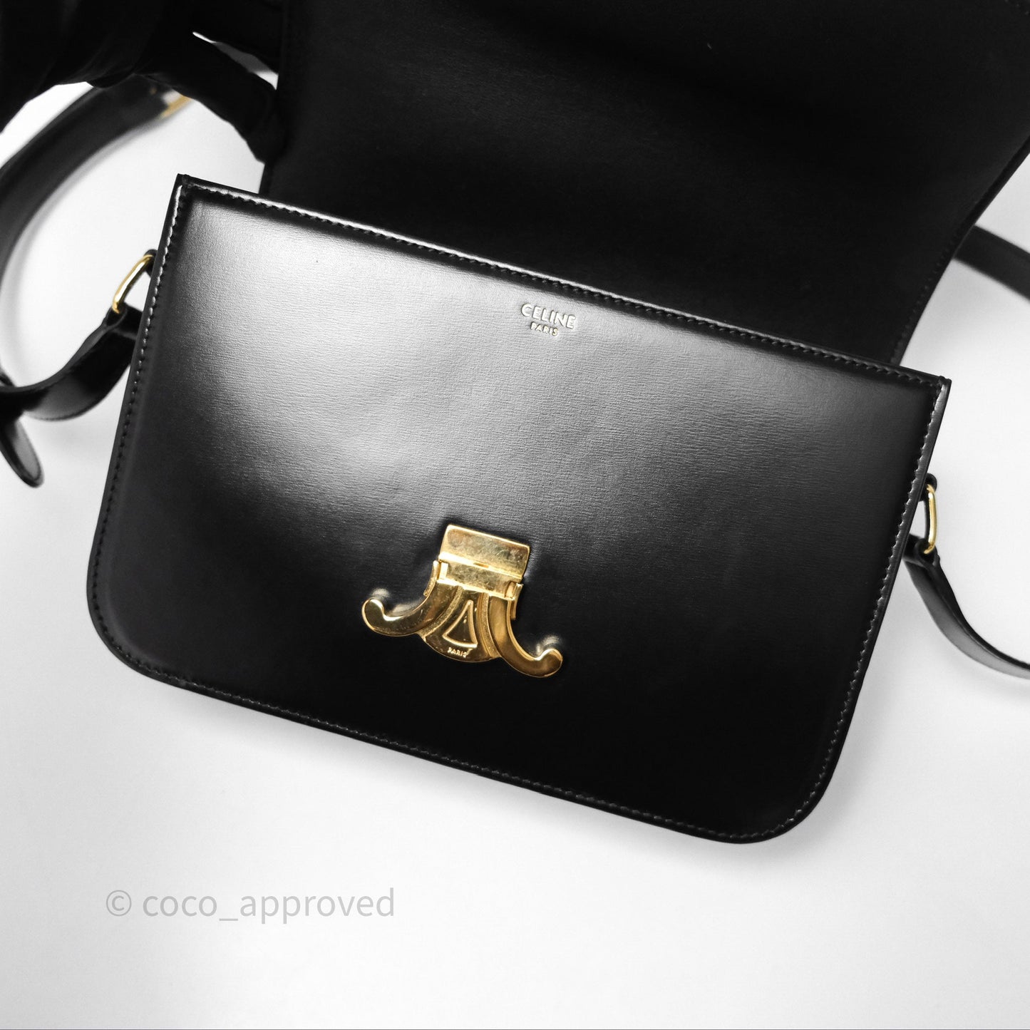 Celine Medium Triomphe Black Shiny Calfskin