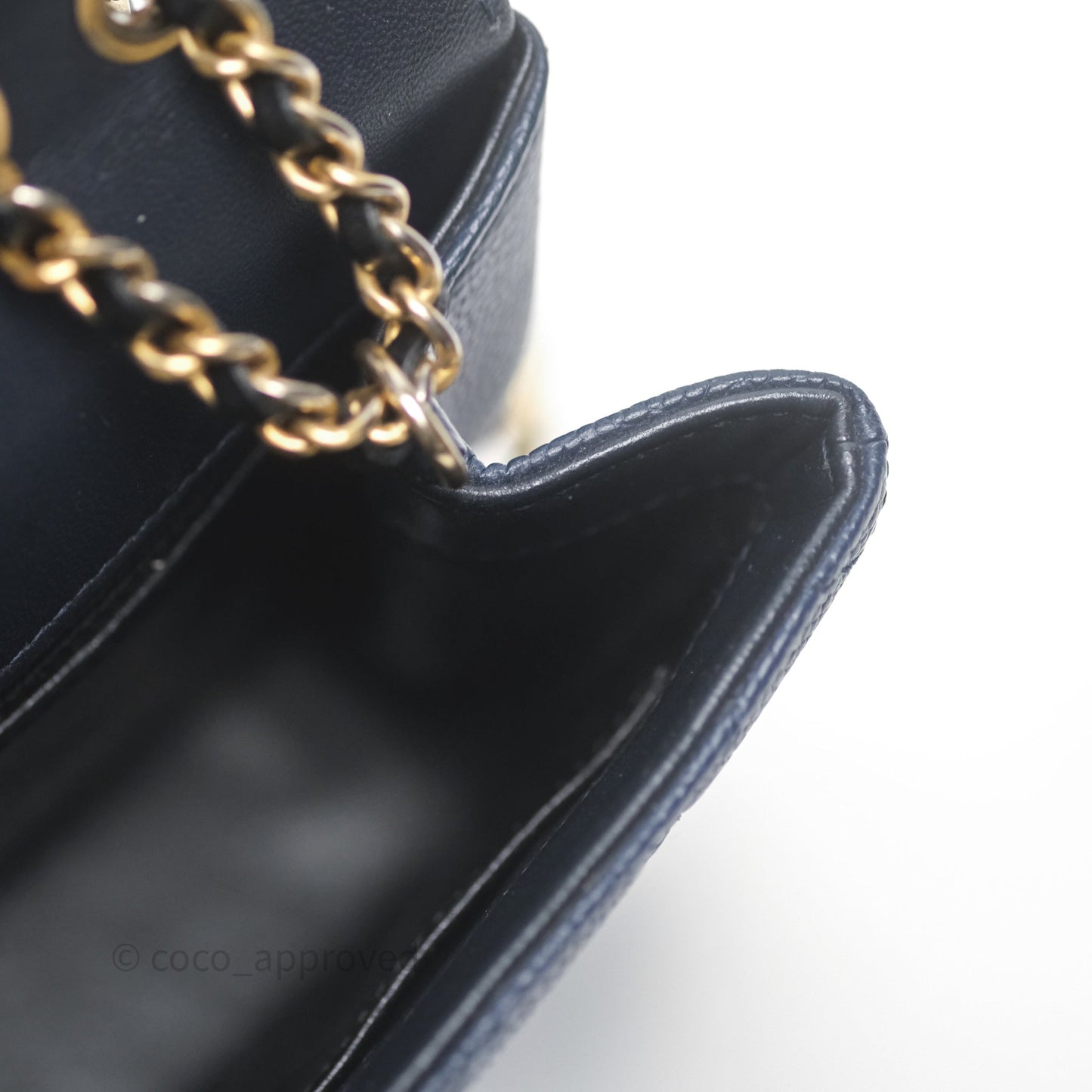 Chanel Small CC Filigree Flap Quilted Navy Black Caviar Aged Gold Hardware
