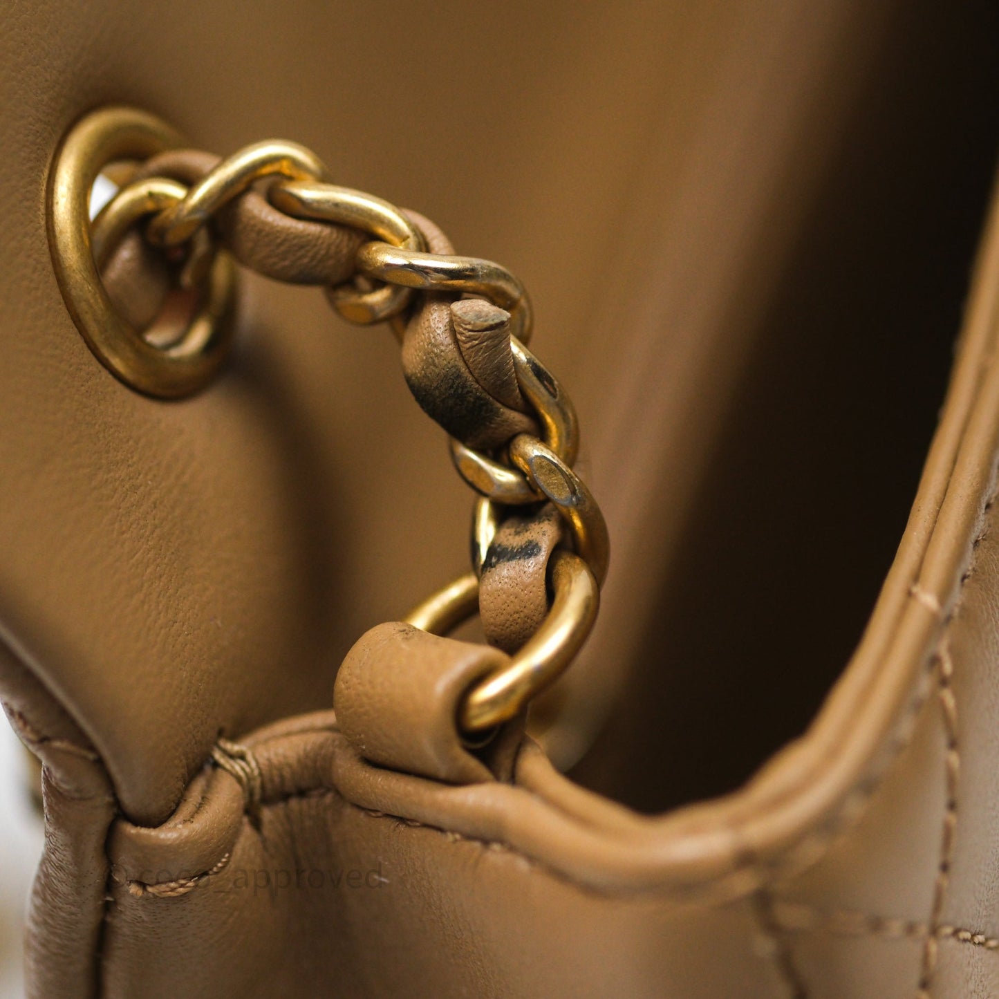 Chanel Mini Flap Bag With Heart CC Charm Dark Beige Lambskin Aged Gold Hardware