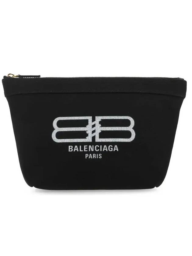 Luxury Balenciaga Logo Print Jumbo Pouch Bag Black