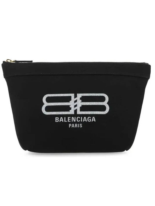Luxury Balenciaga Logo Print Jumbo Pouch Bag Black