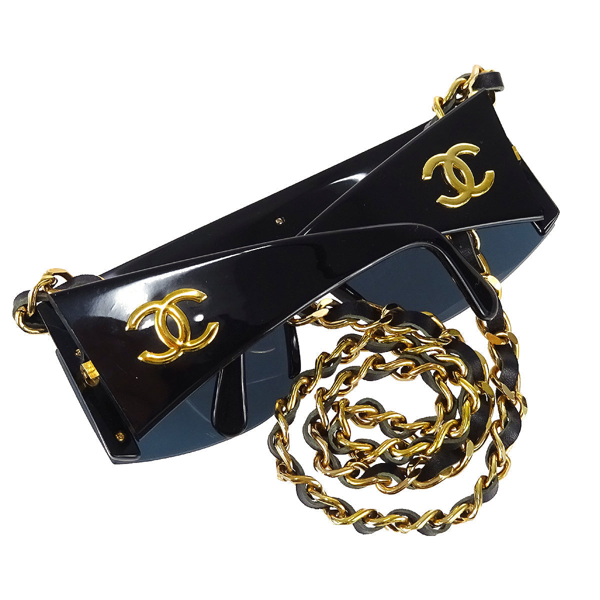 Luxury Chanel 1992 Fall Runway Chain Shield Sunglasses