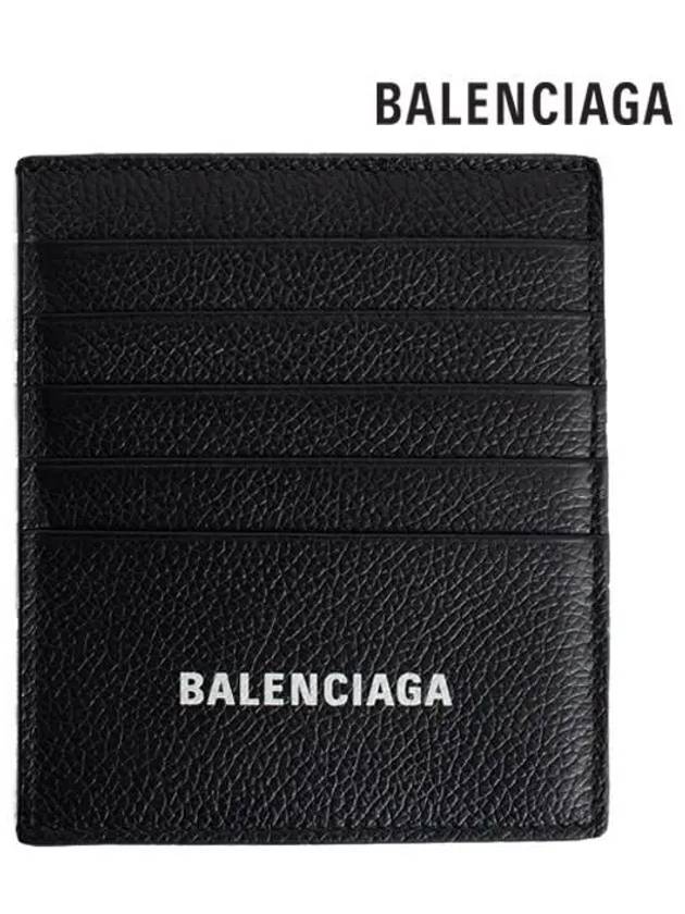 Luxury Balenciaga Logo Vertical Card Wallet Black