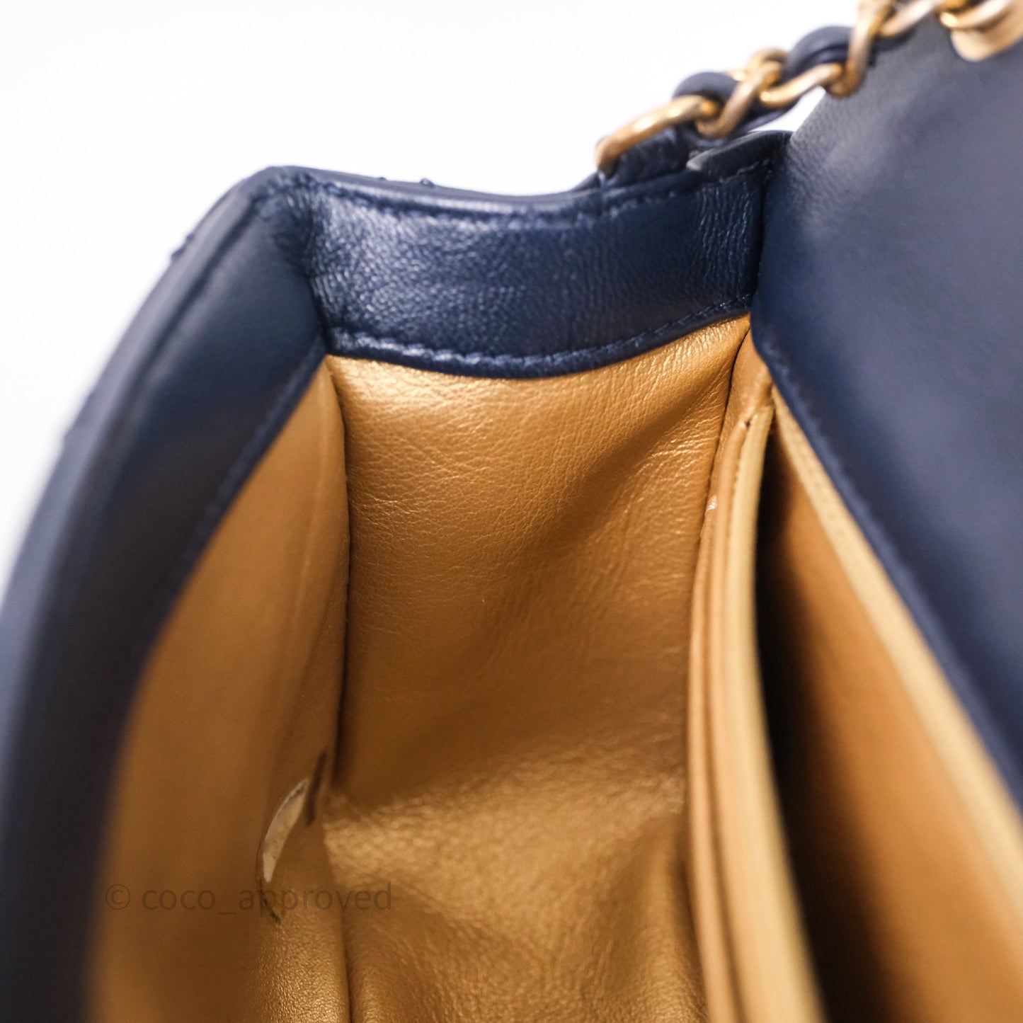Chanel Mini Rectangular Pearl Crush Navy Lambskin Aged Gold Hardware