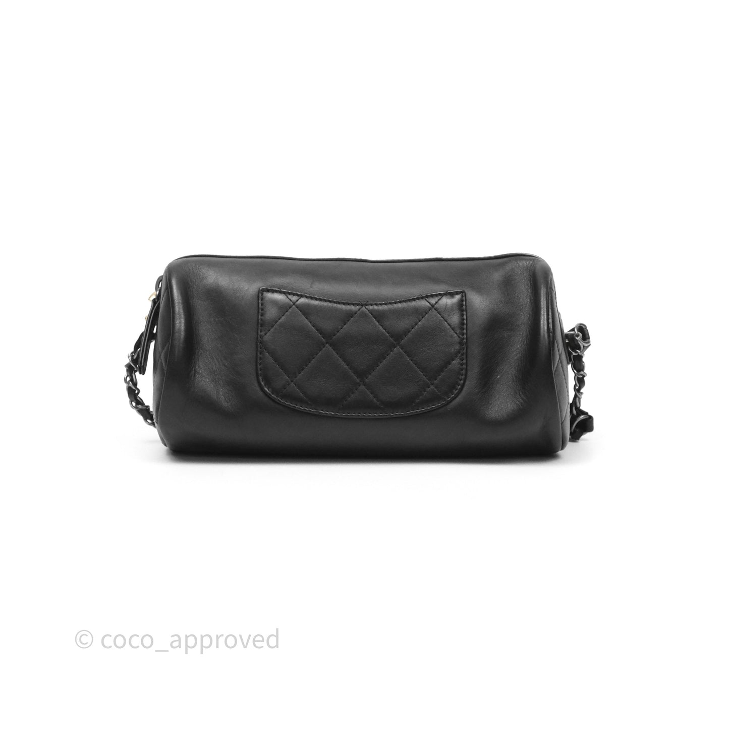 Chanel Logo Bowling Bag Black Calfskin Mixed Hardware