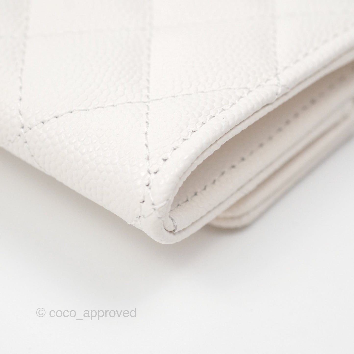 Chanel CC Resin Stone Flap Card Holder White Caviar