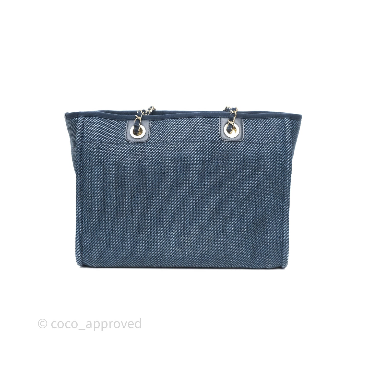 Chanel Medium Deauville Tote Navy Raffia Gold Hardware