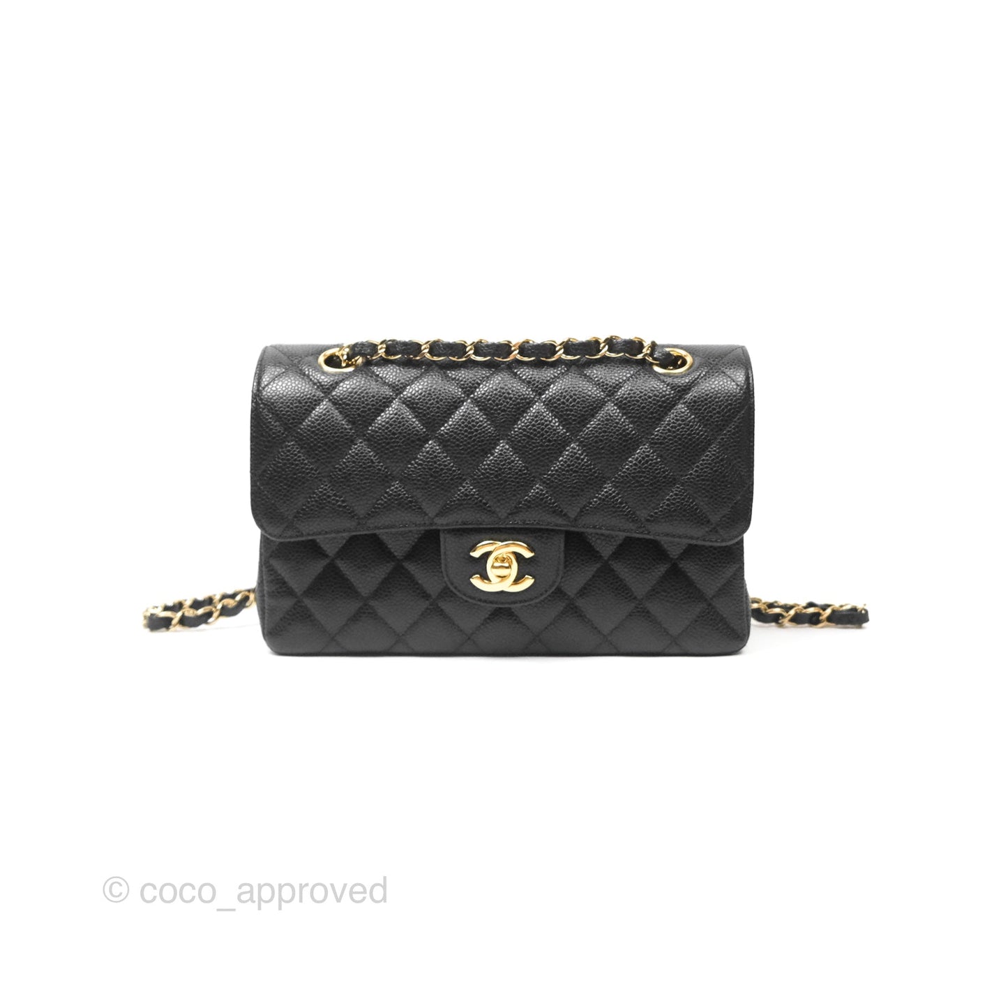 Chanel Small Classic Flap Quilted Black Caviar Gold Hardware