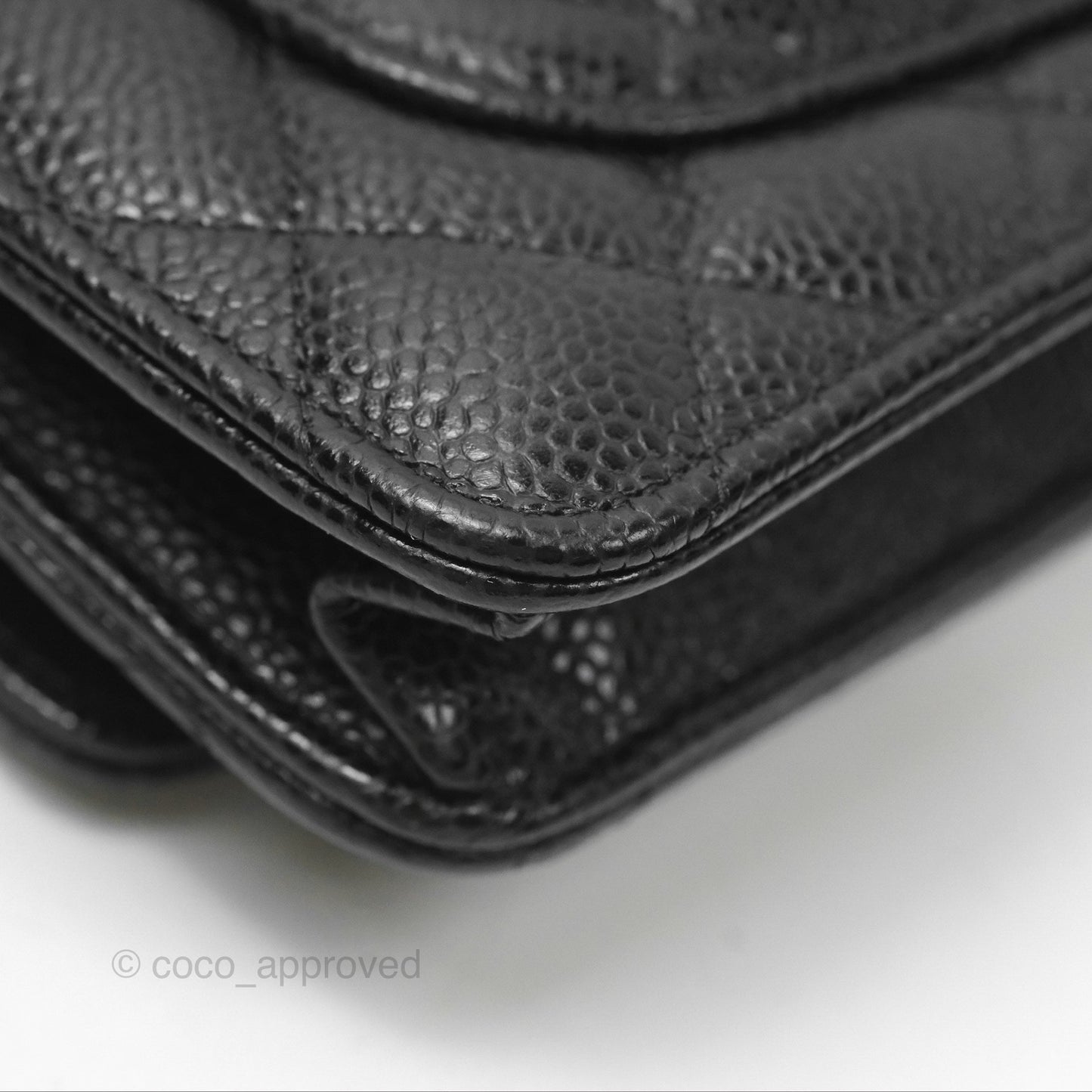 Chanel Quilted Classic Wallet On Chain WOC Black Caviar Silver Hardware
