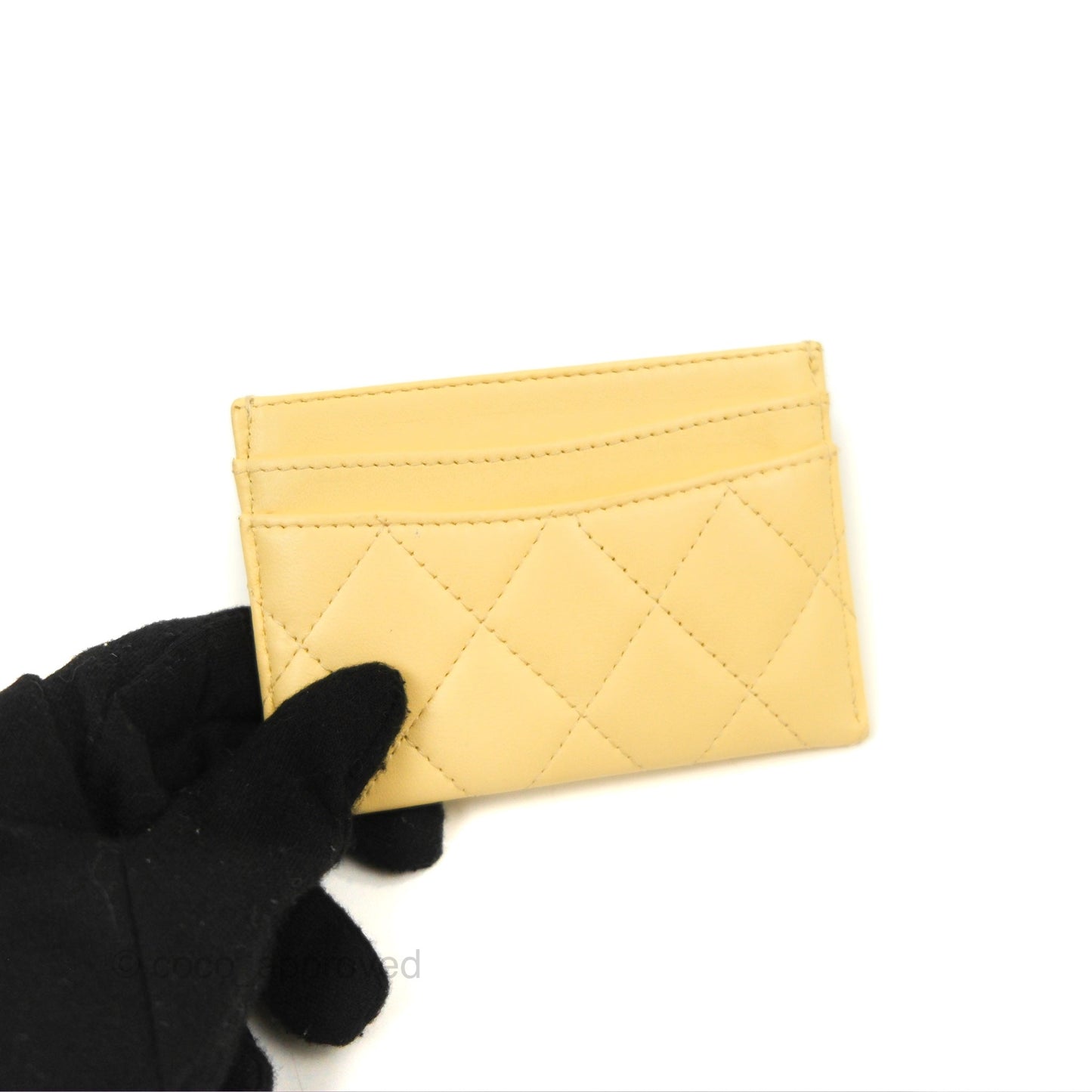 Chanel Classic Lambskin Flat Card Holder Yellow Gold Hardware