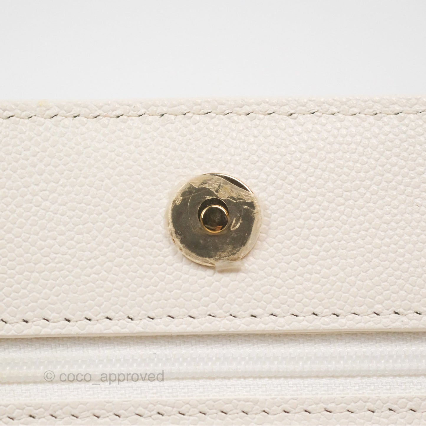 Chanel Quilted Wallet On Chain WOC With Charms White Caviar Gold Hardware