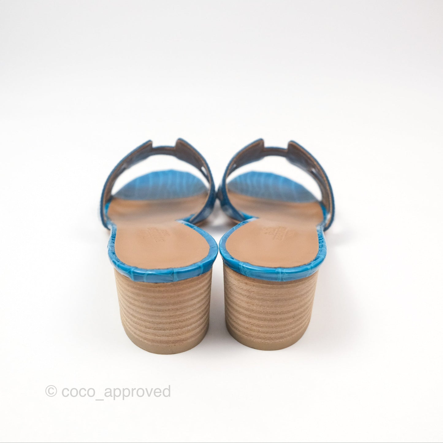 Hermes Oasis Sandals Croc Bleu Lzmir Size 36.5