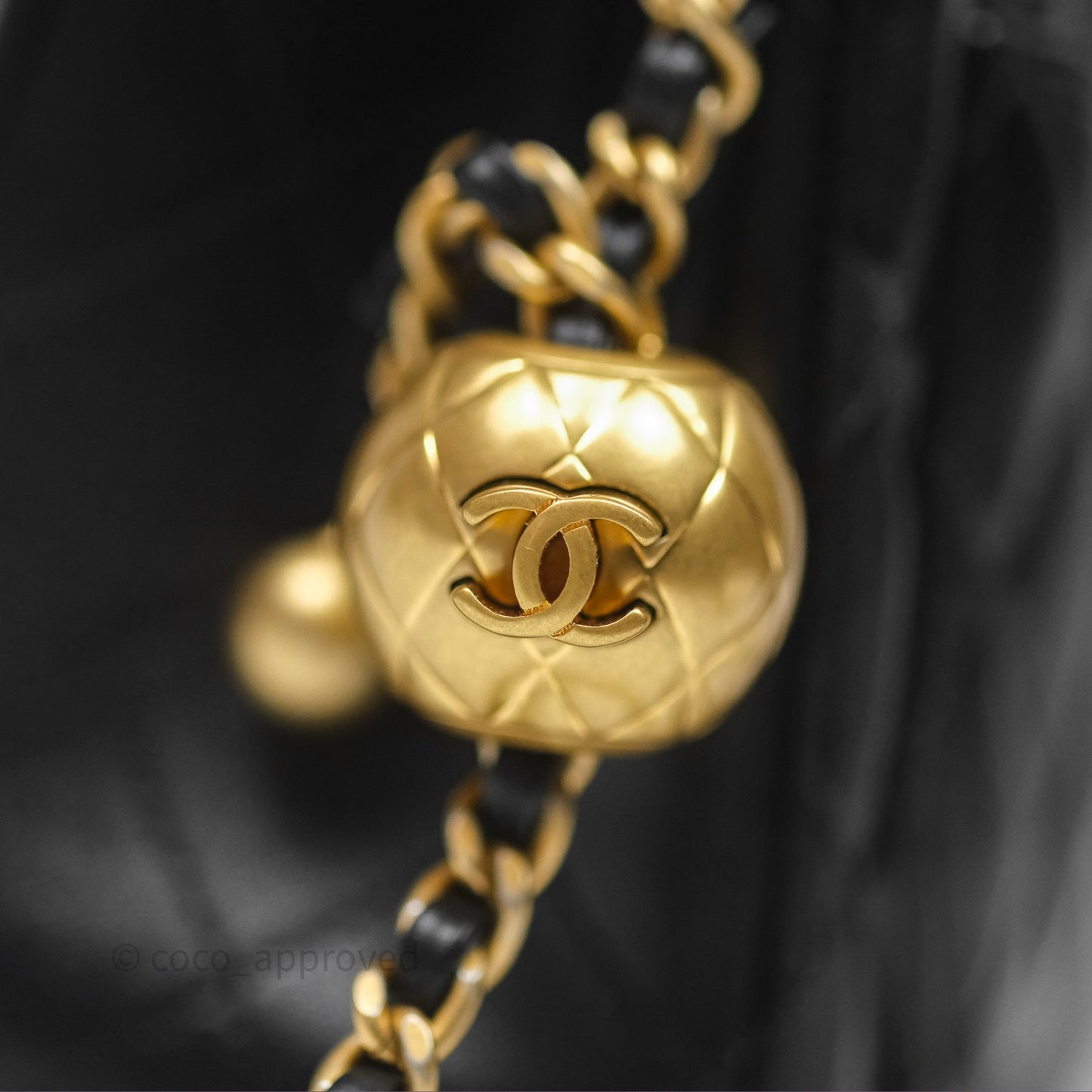 Chanel Pearl Crush Mini Square Quilted Black Lambskin Aged Gold Hardware