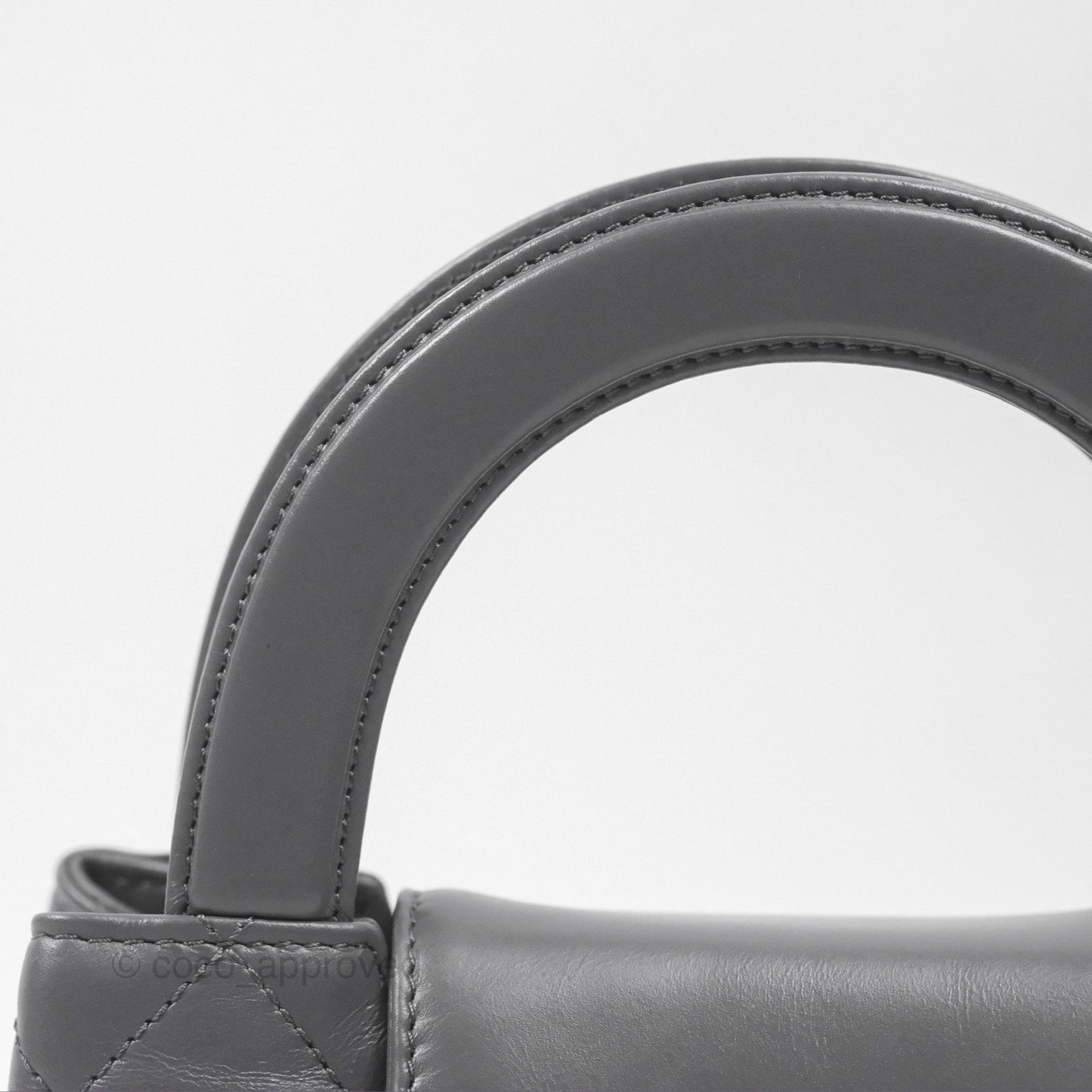 Chanel Kelly Bag Quilted Grey Shiny Calfskin Aged Gold Hardware