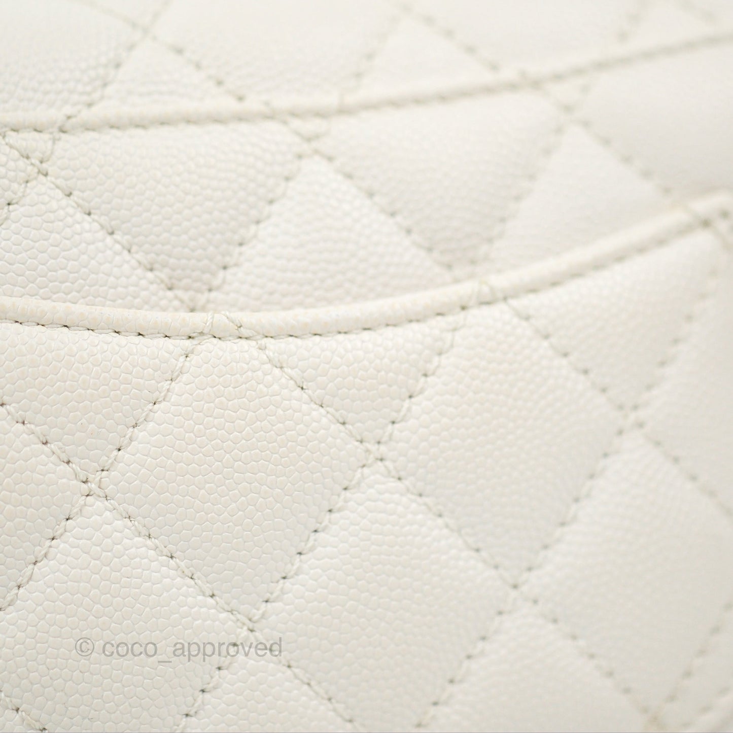 Chanel Mini Coco Handle Quilted Ivory White Caviar Gold Hardware