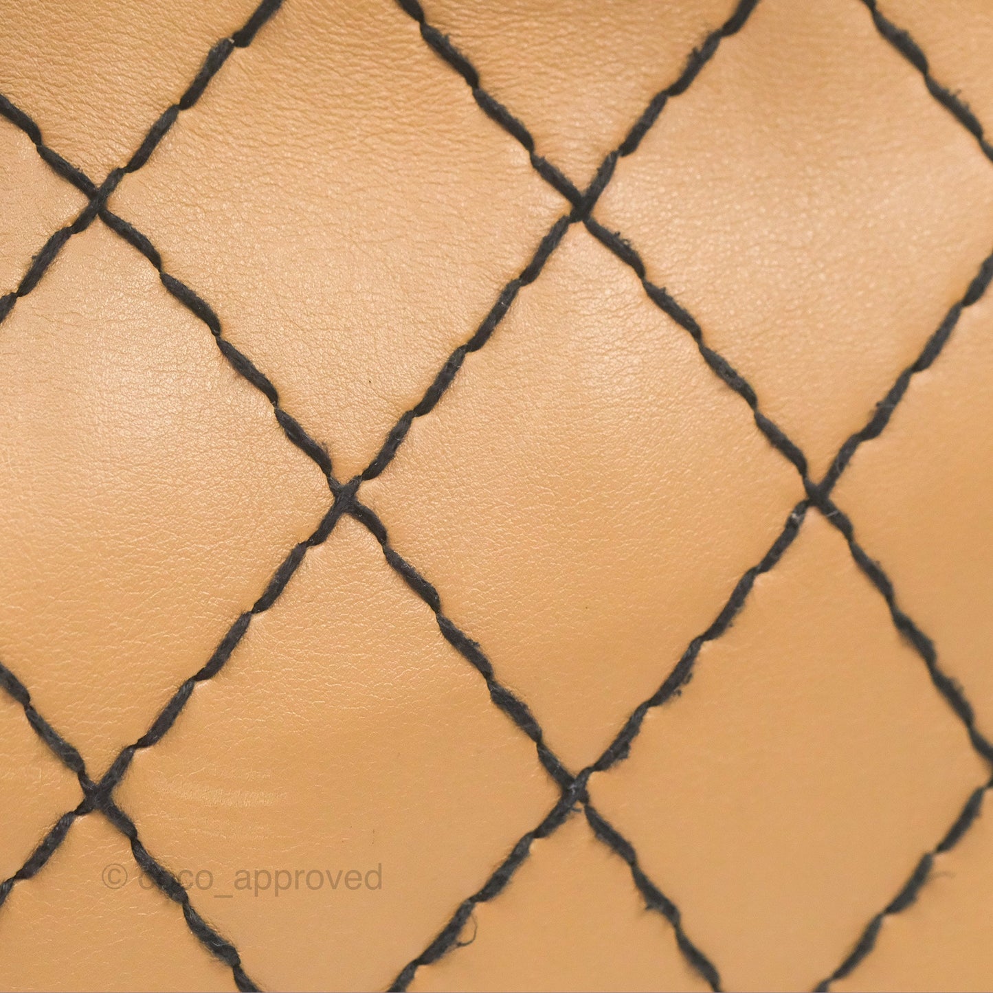 Chanel Contrast Stitch Surpique Bowler Bag Beige Calfskin Matte Black Hardware