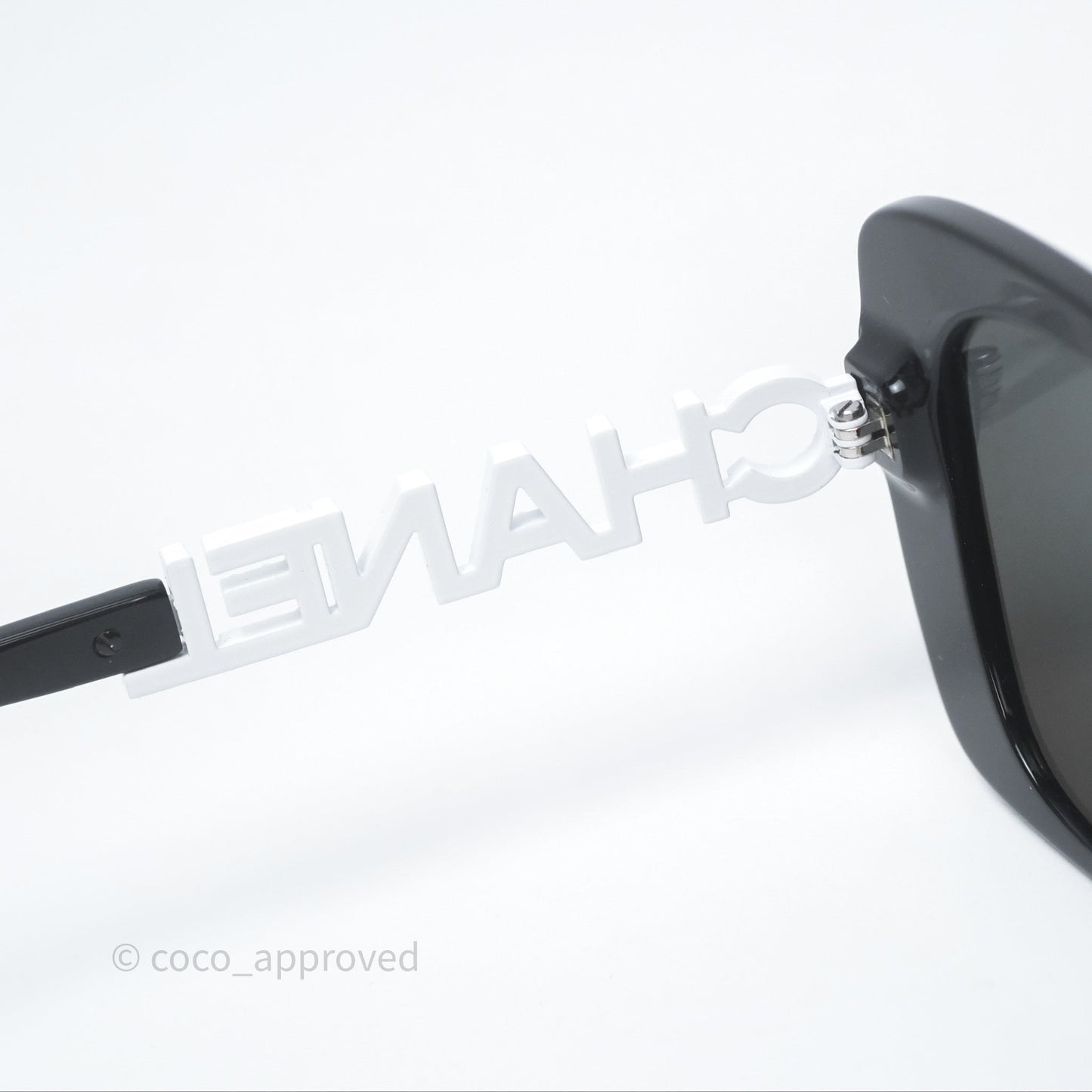 Chanel Acetate Strass Square Polarized Sunglasses Black/ White