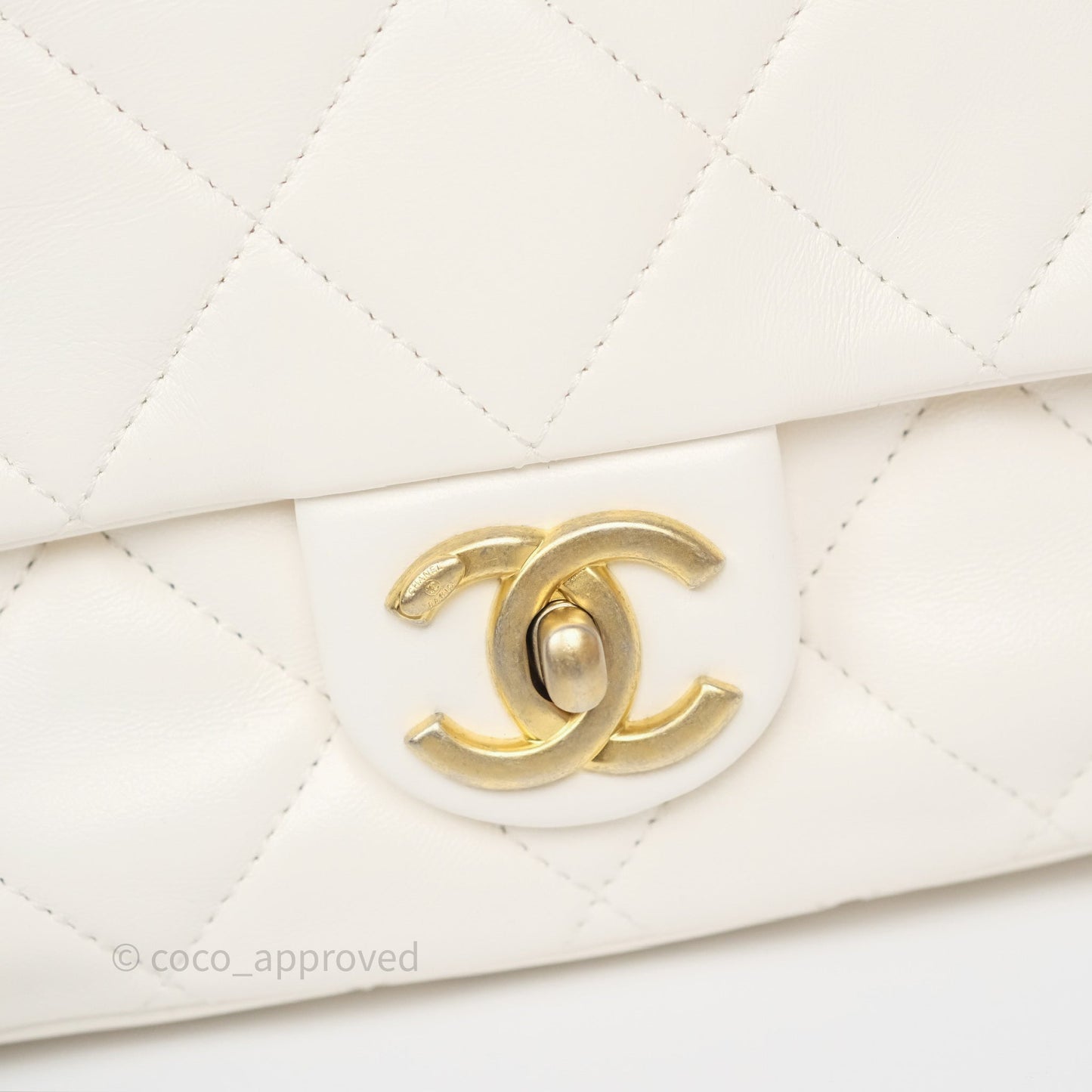 Chanel Small Fancy Jewel Flap White Shiny Lambskin Aged Gold Hardware 23S