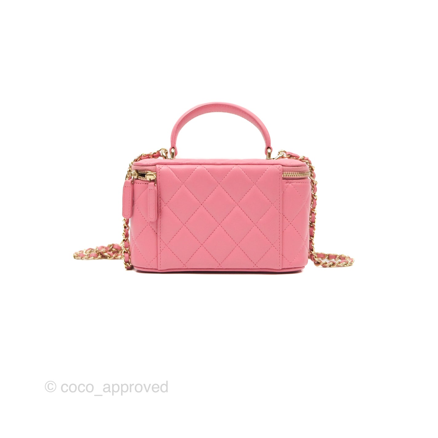 Chanel Vanity Rectangular Top Handle Pink Lambskin Gold Hardware