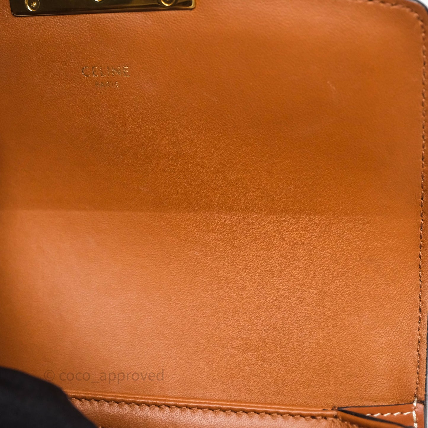Celine Teen Triomphe Bag Triomphe Canvas Tan Calfskin