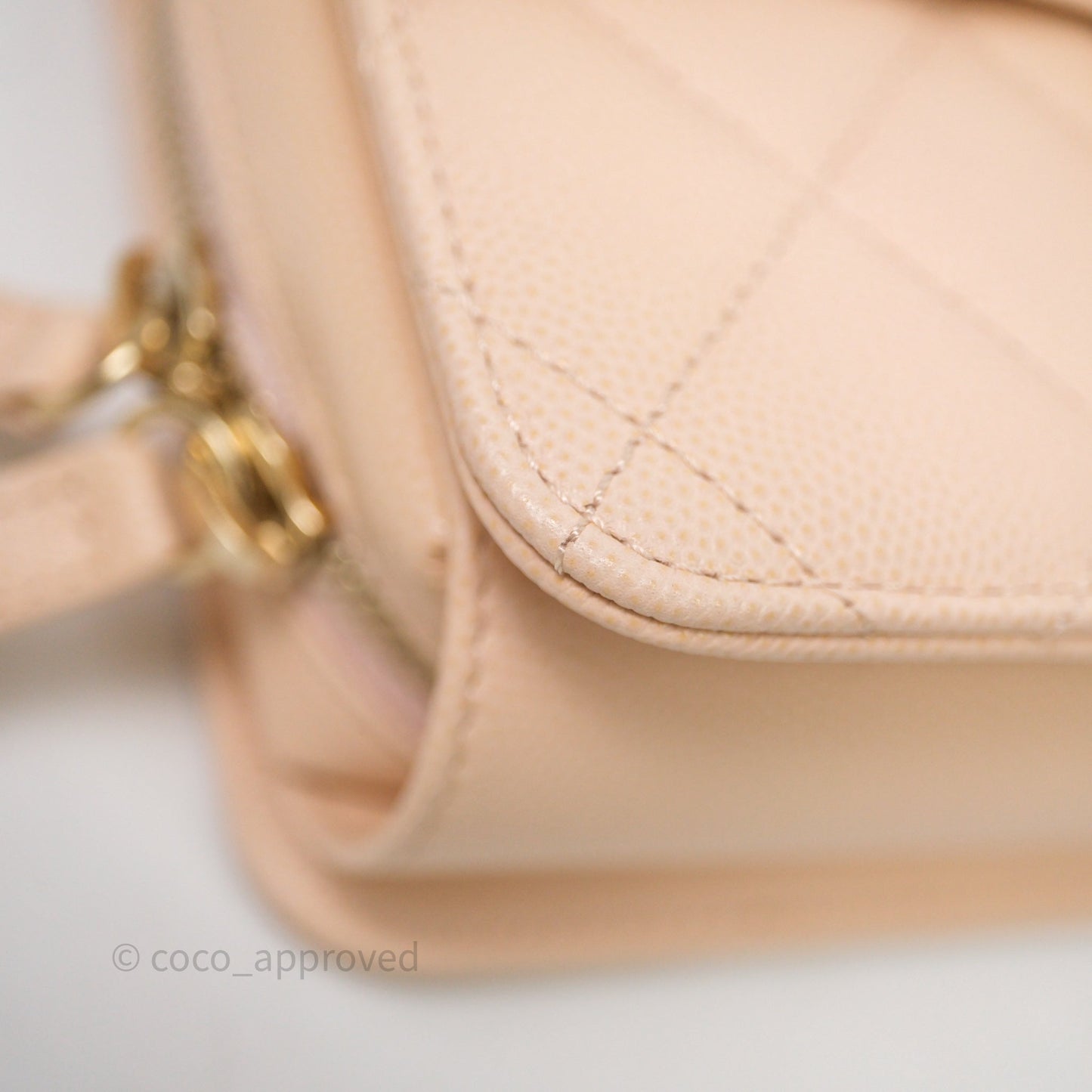 Chanel Small Like The Wallet Flap Quilted Light Beige Pink Caviar Gold Hardware 22C