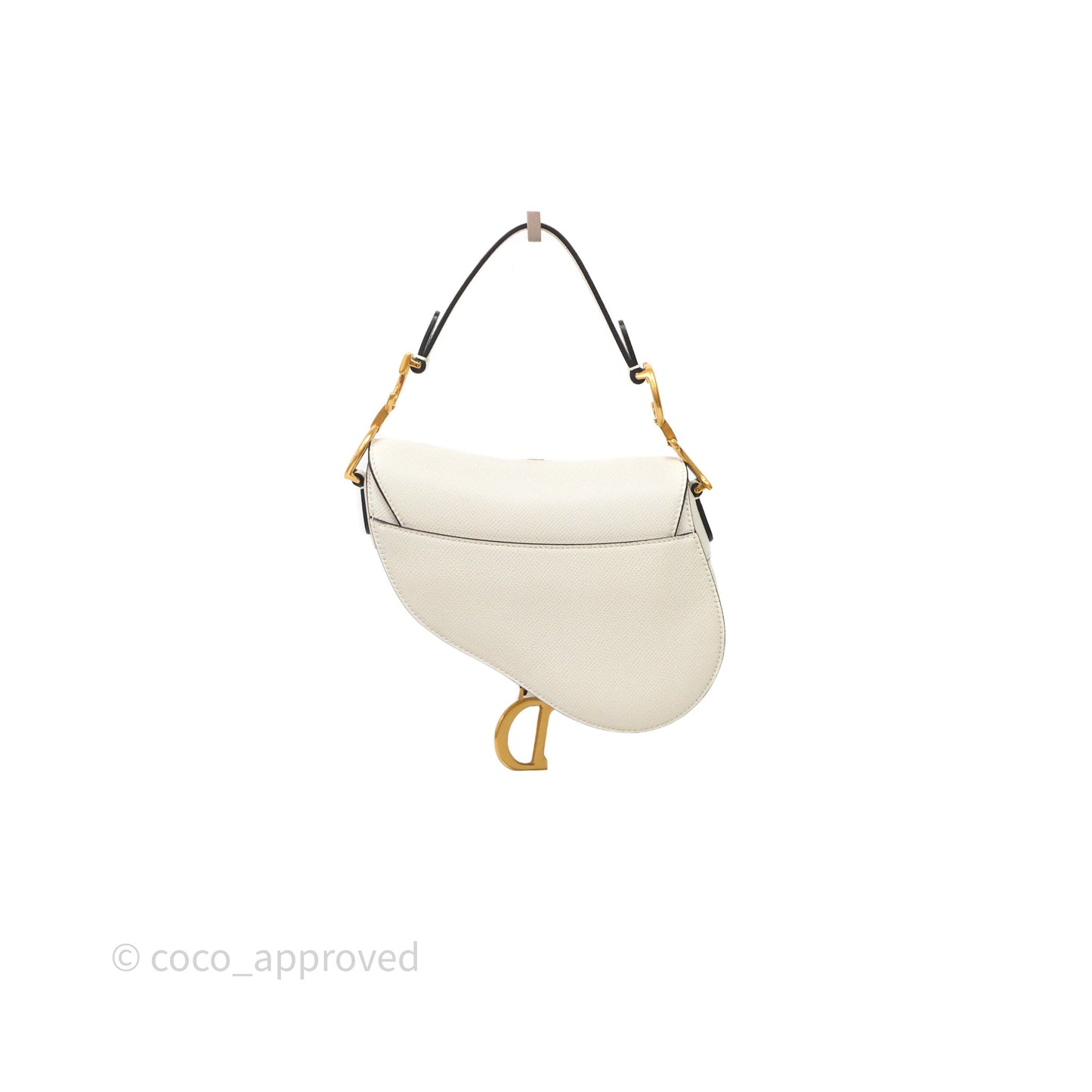 Christian Dior Mini Saddle Bag White Grained Calfskin Gold Hardware