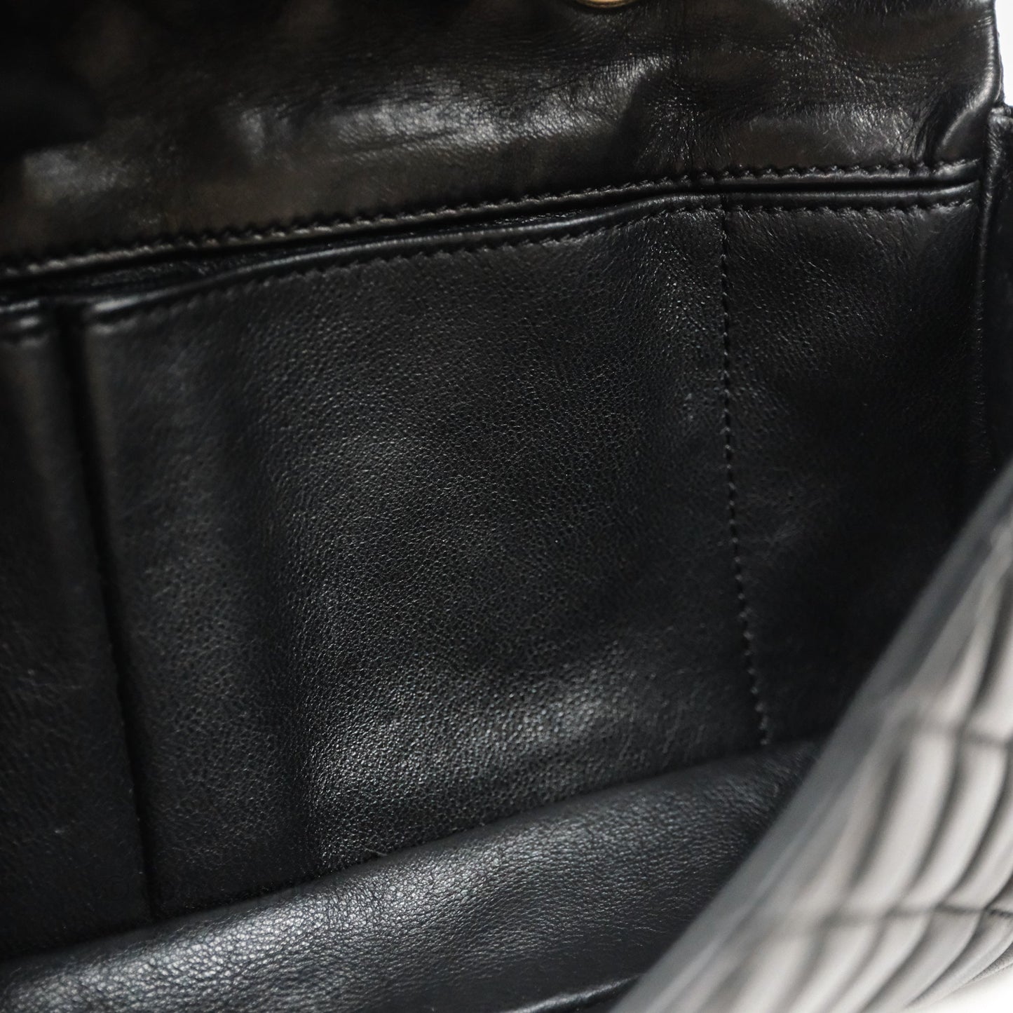 Chanel Quilted East West With Charm Flap Bag Lambskin Black Gold Hardware