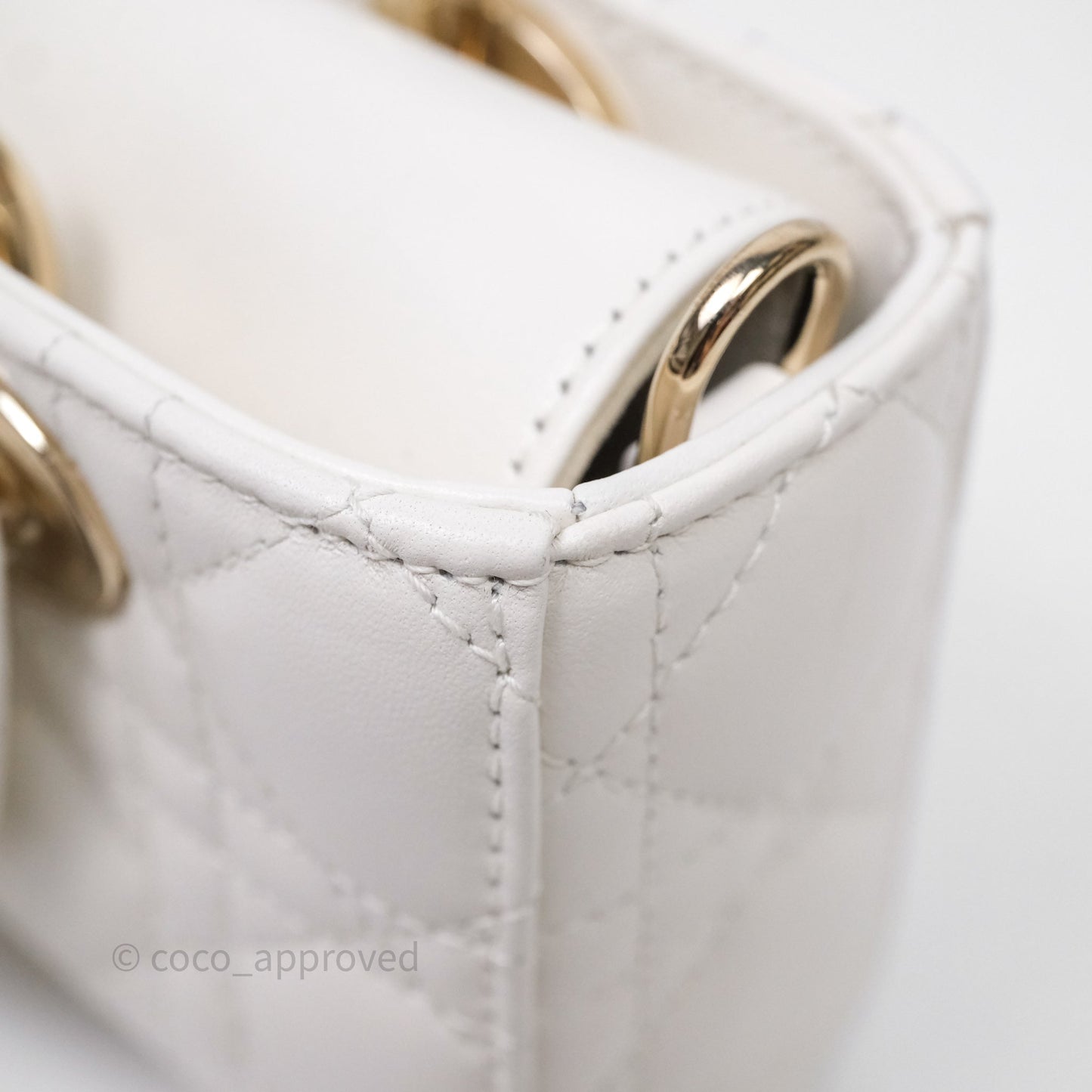 Christian Dior Mini Lady D-Joy White Light Gold Hardware