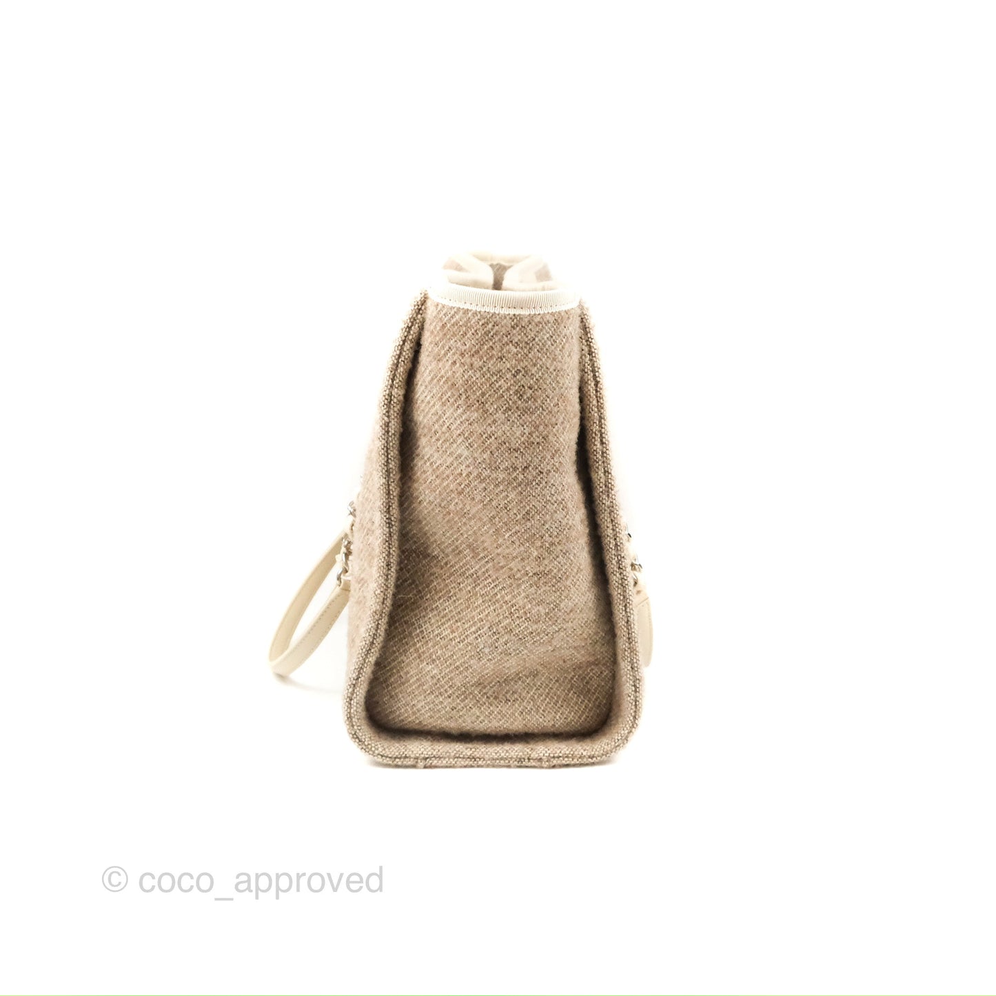 Chanel Medium Deauville Tote Taupe Mixed Fibres Silver Hardware