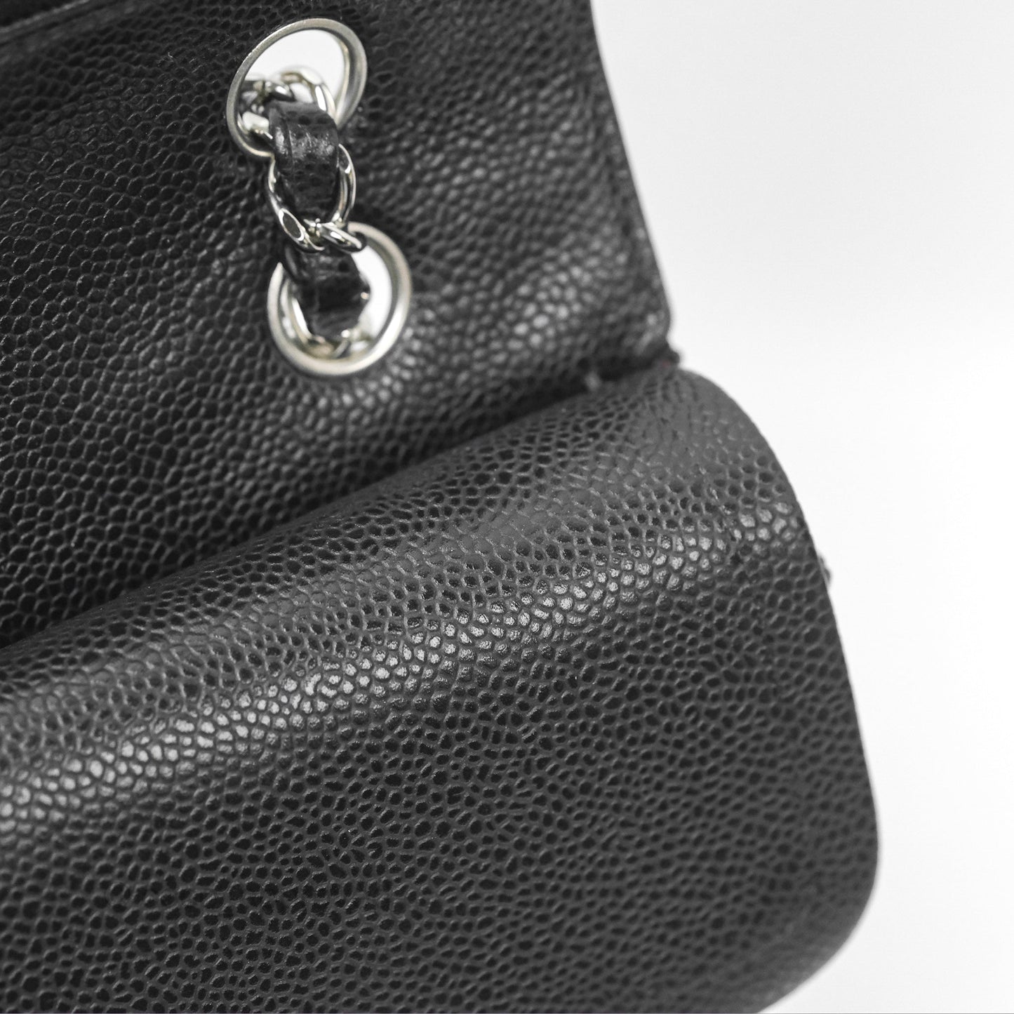 Chanel Classic M/L Medium Flap Quilted Black Caviar Silver Hardware
