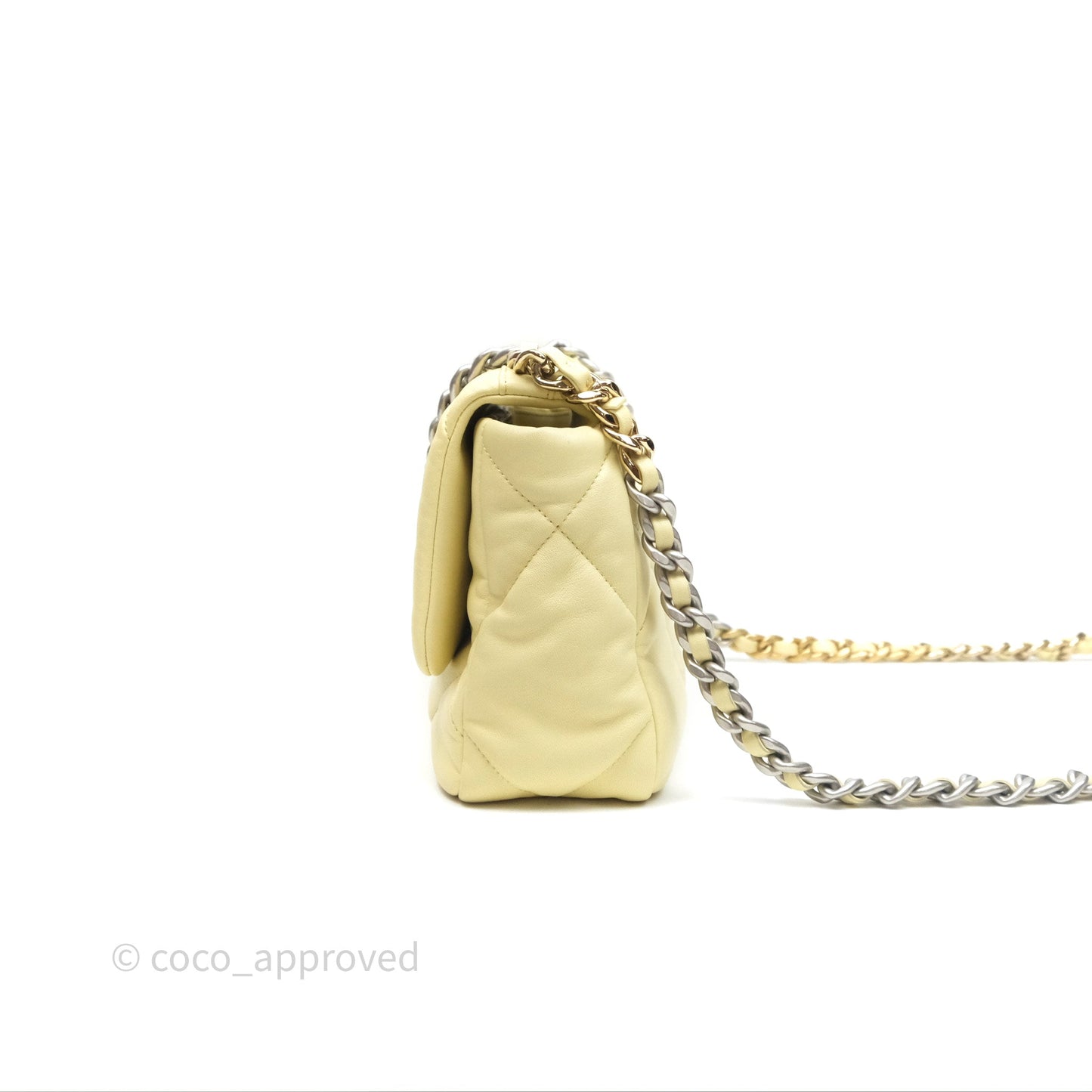 Chanel 19 Small Light Yellow Mixed Hardware