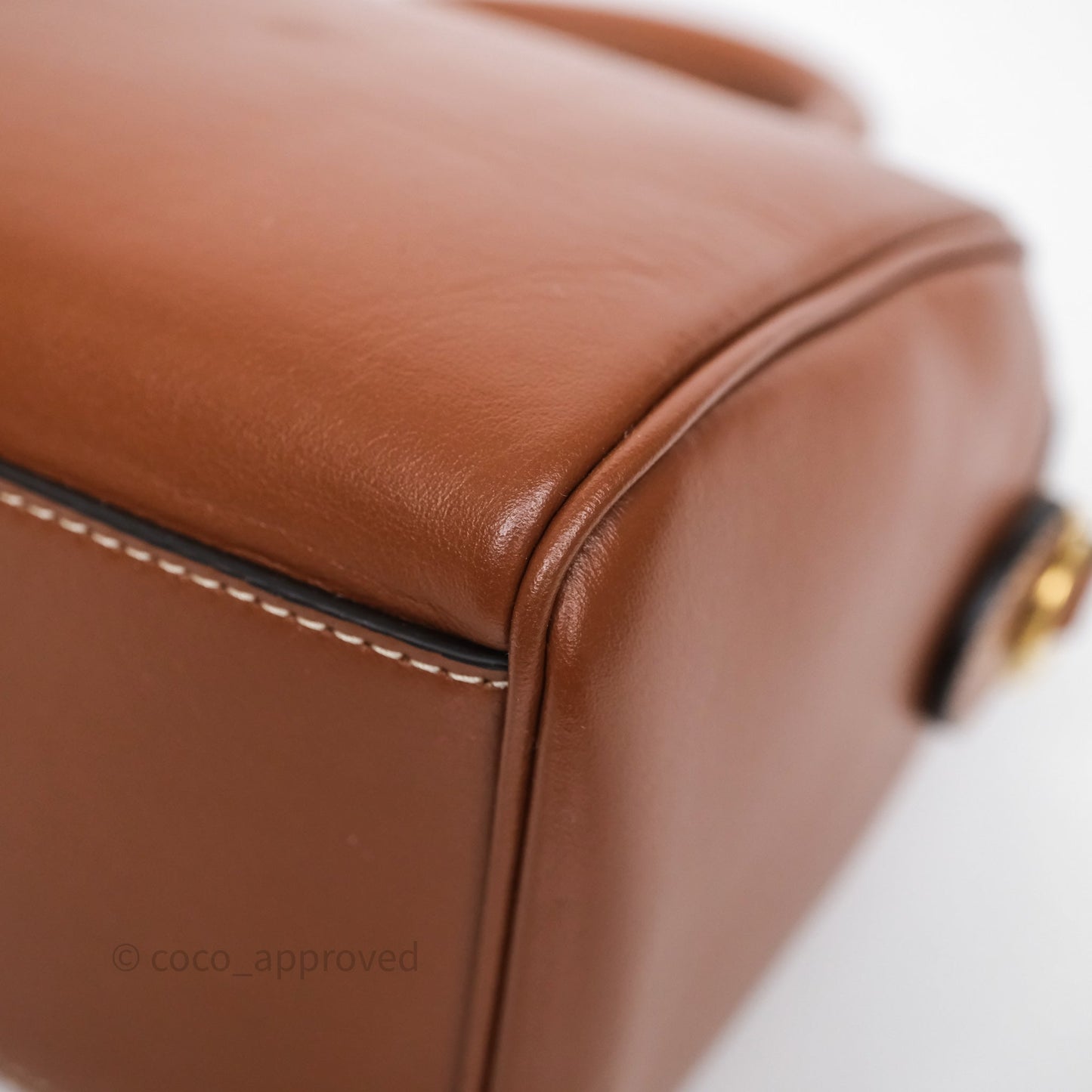 Celine Small Boston Bag Tan Calfskin Gold Hardware