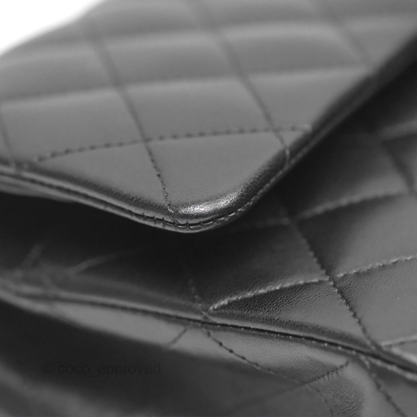 Chanel Classic M/L Medium Flap Quilted Black Lambskin Silver Hardware
