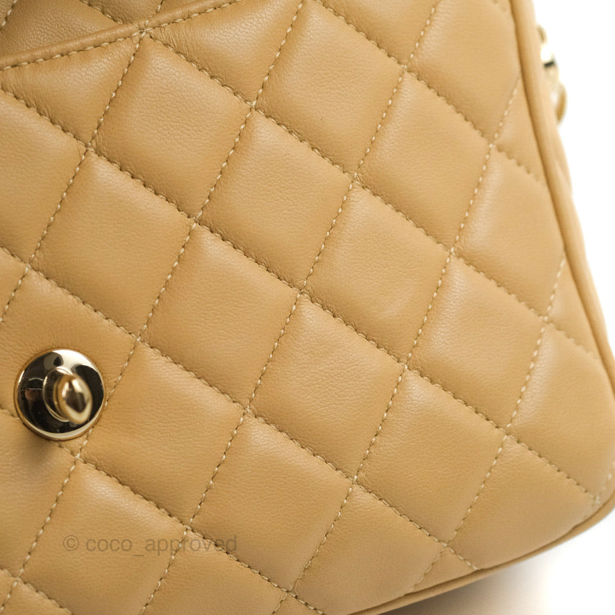 Chanel Calfskin Coco Vintage Camera Case Beige Gold Hardware
