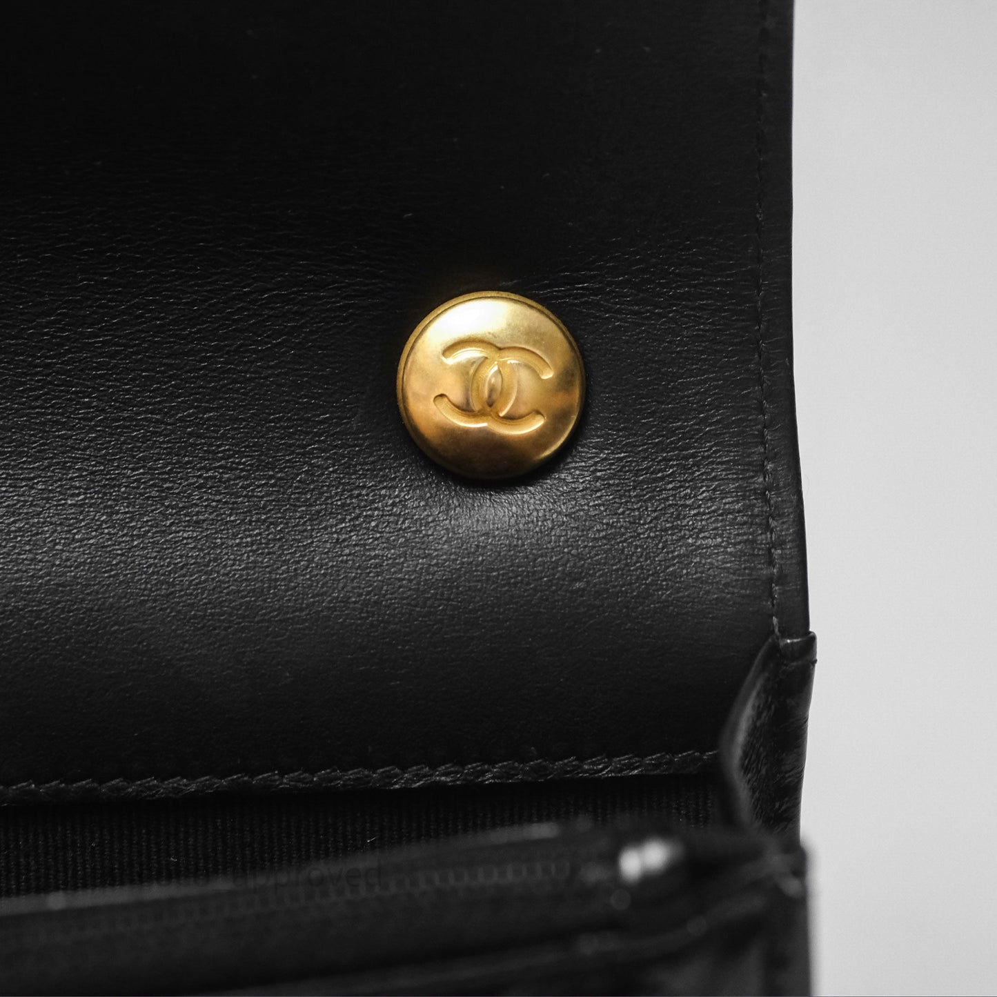 Chanel Quilted Medallion Wallet on Chain WOC Black Glossy Lambskin Gold Hardware 22K