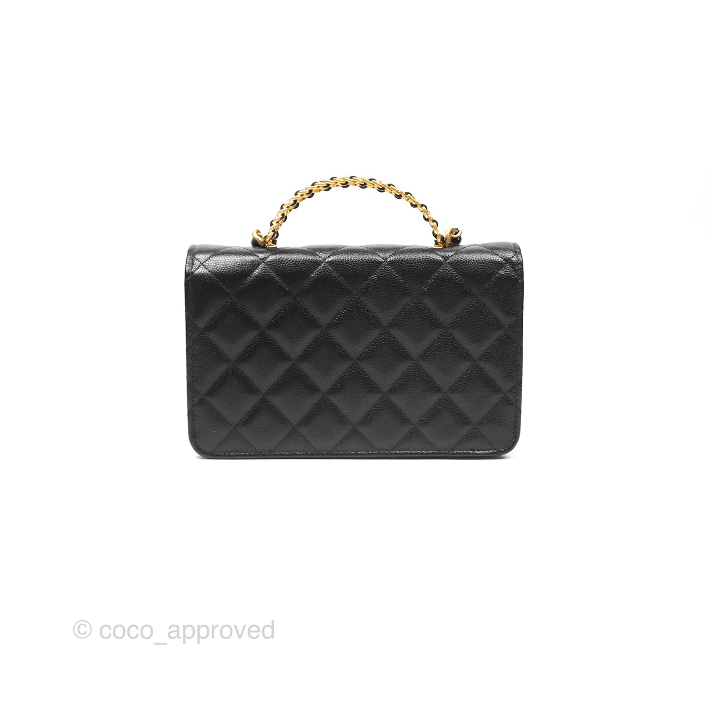 Chanel Top Handle Wallet On Chain WOC Black Caviar Gold Hardware 22S