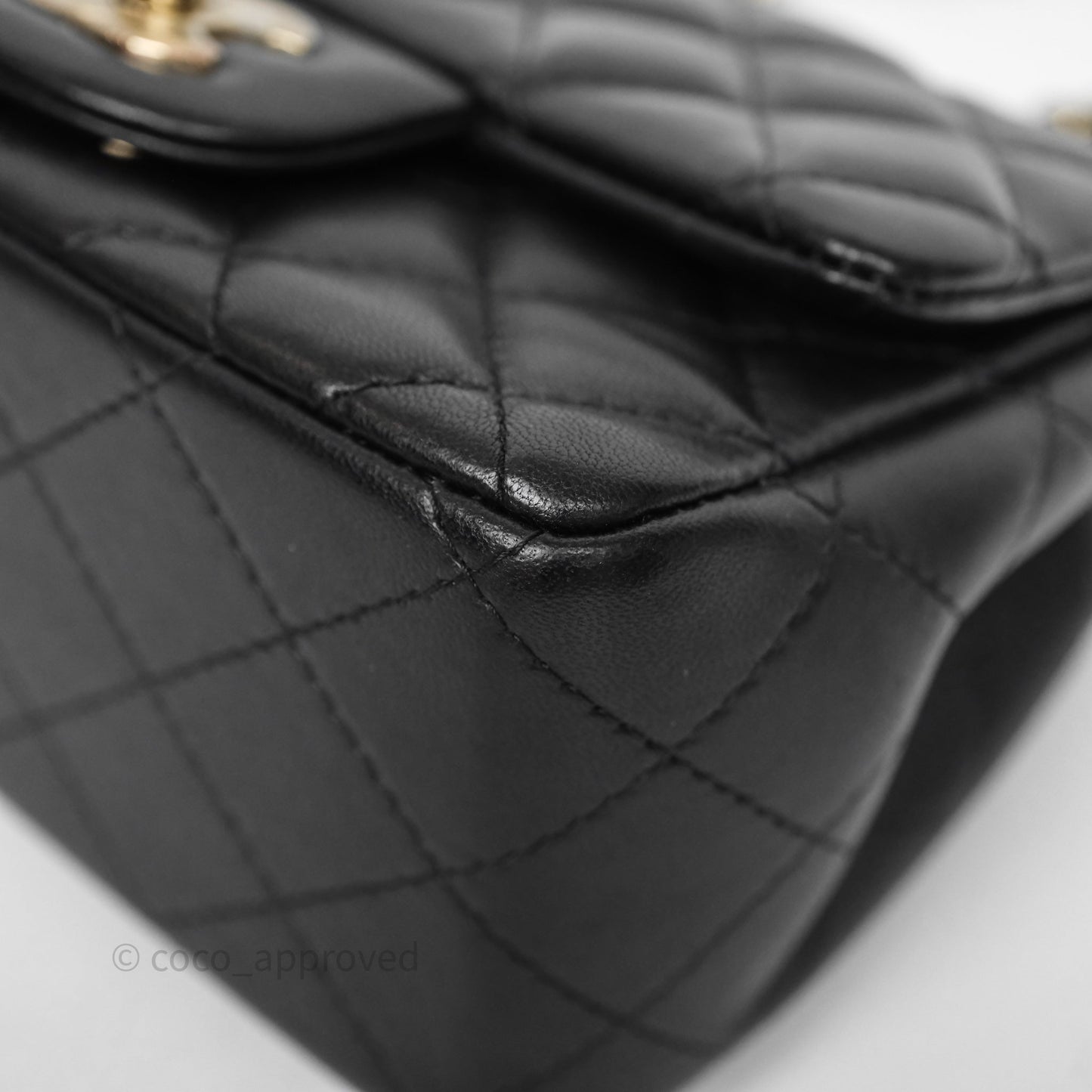 Chanel Mini Square Quilted Black Lambskin Gold Hardware