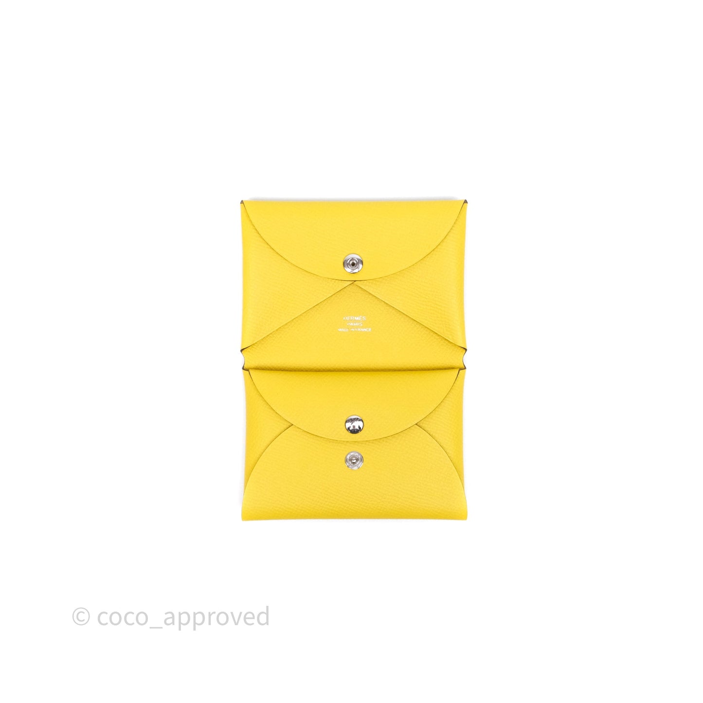 Hermès Calvi Duo Compact Card Holder Jaune de Naples 9O Epsom