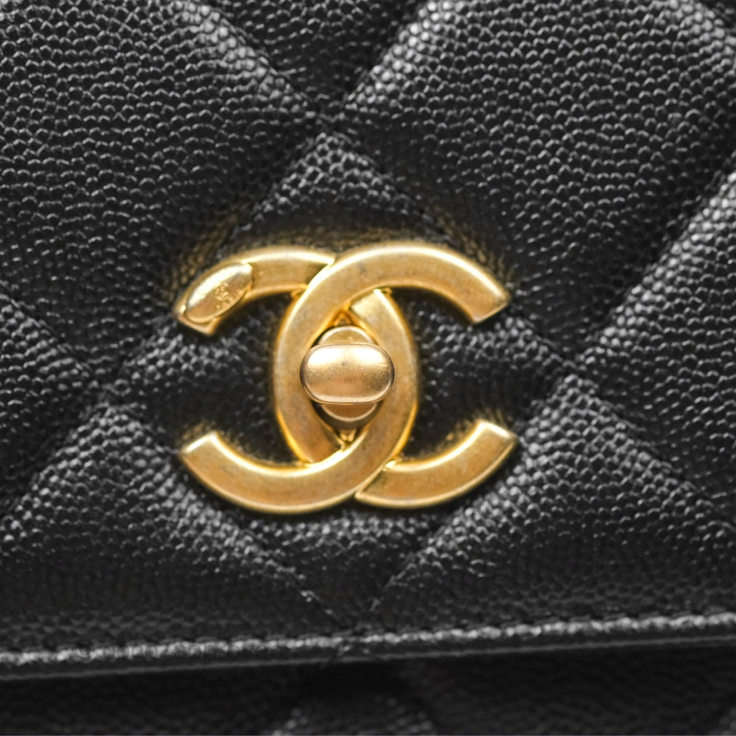 Chanel Chain Flap Bag Black Caviar Aged Gold Hardware 23A
