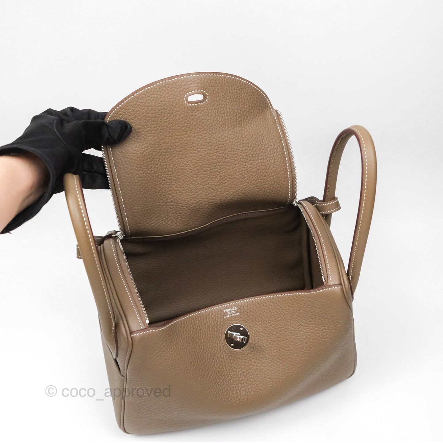 Hermès Lindy 26 Etoupe 18 Clemence Palladium Hardware