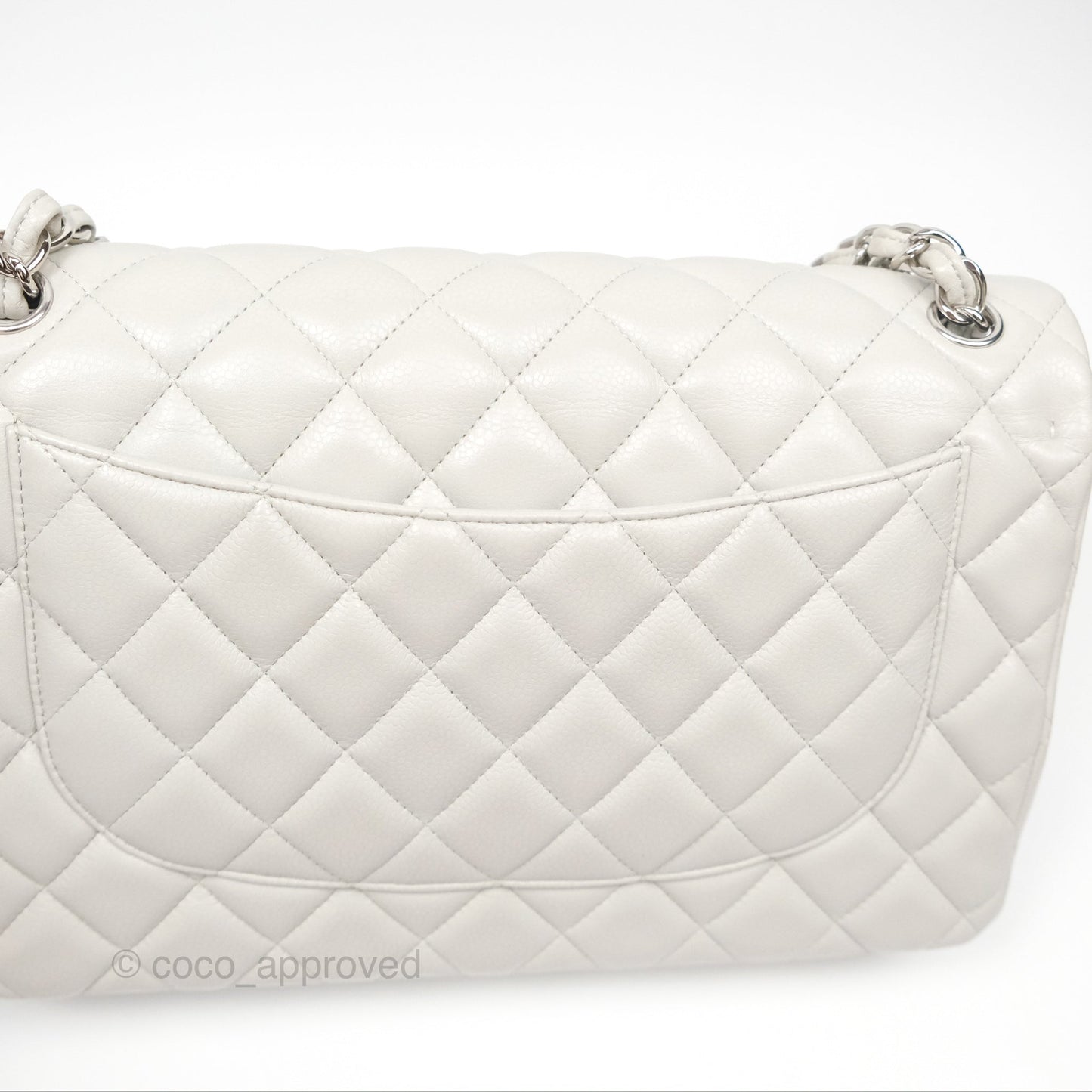 Chanel Jumbo Double Flap Light Grey Caviar Silver Hardware⁣⁣