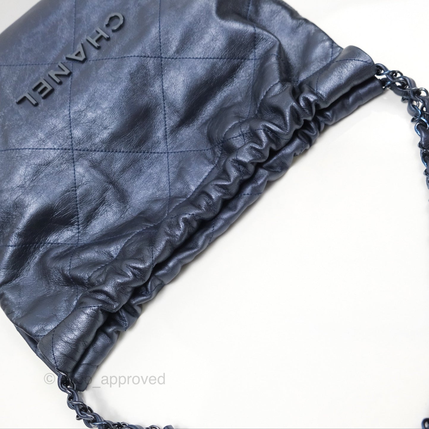 Chanel 22 Small Metallic Midnight Blue Aged Calfskin Midnight Blue/Silver Hardware