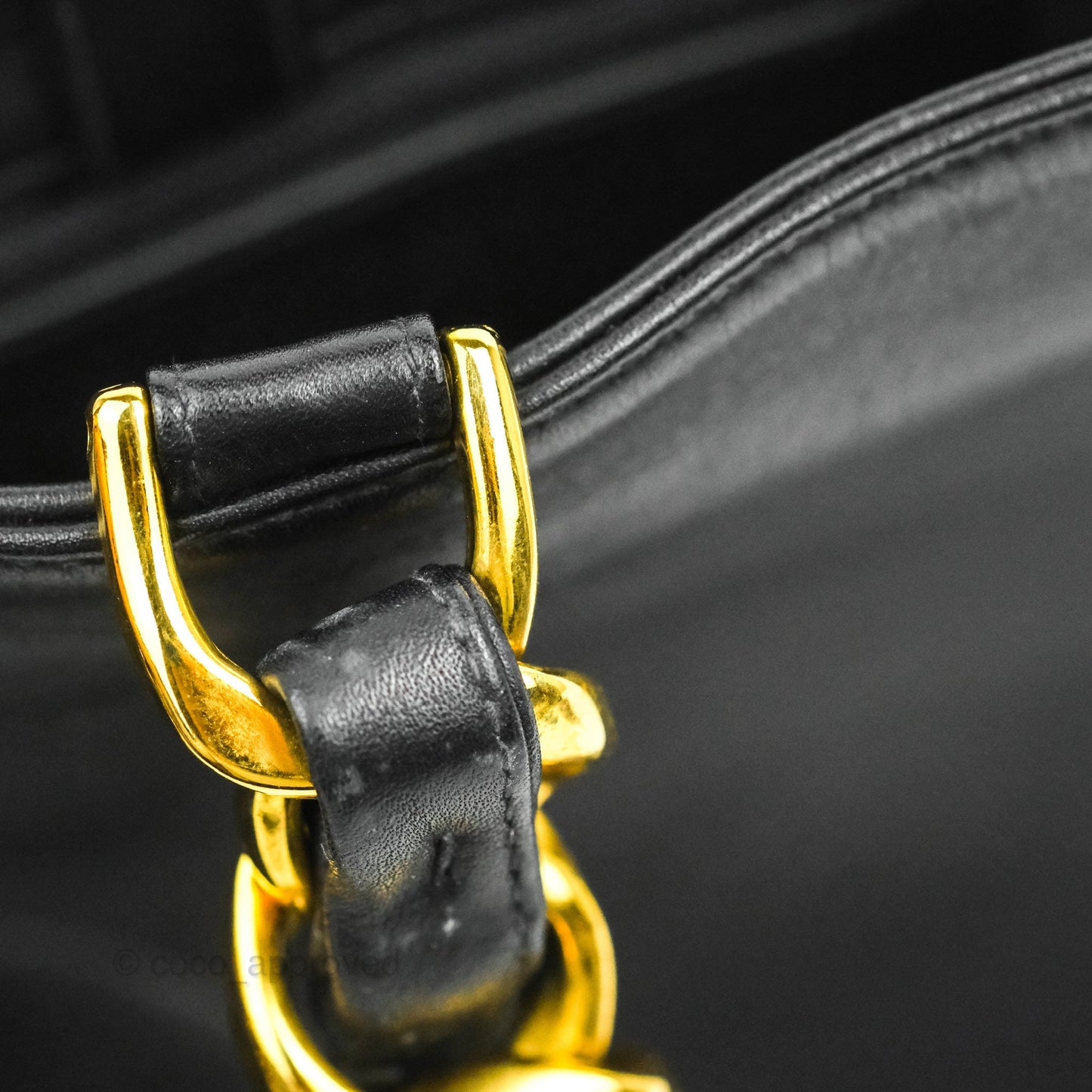 Chanel Vintage CC Chunky Chain Black Calfskin XL Tote 24K Gold Hardware