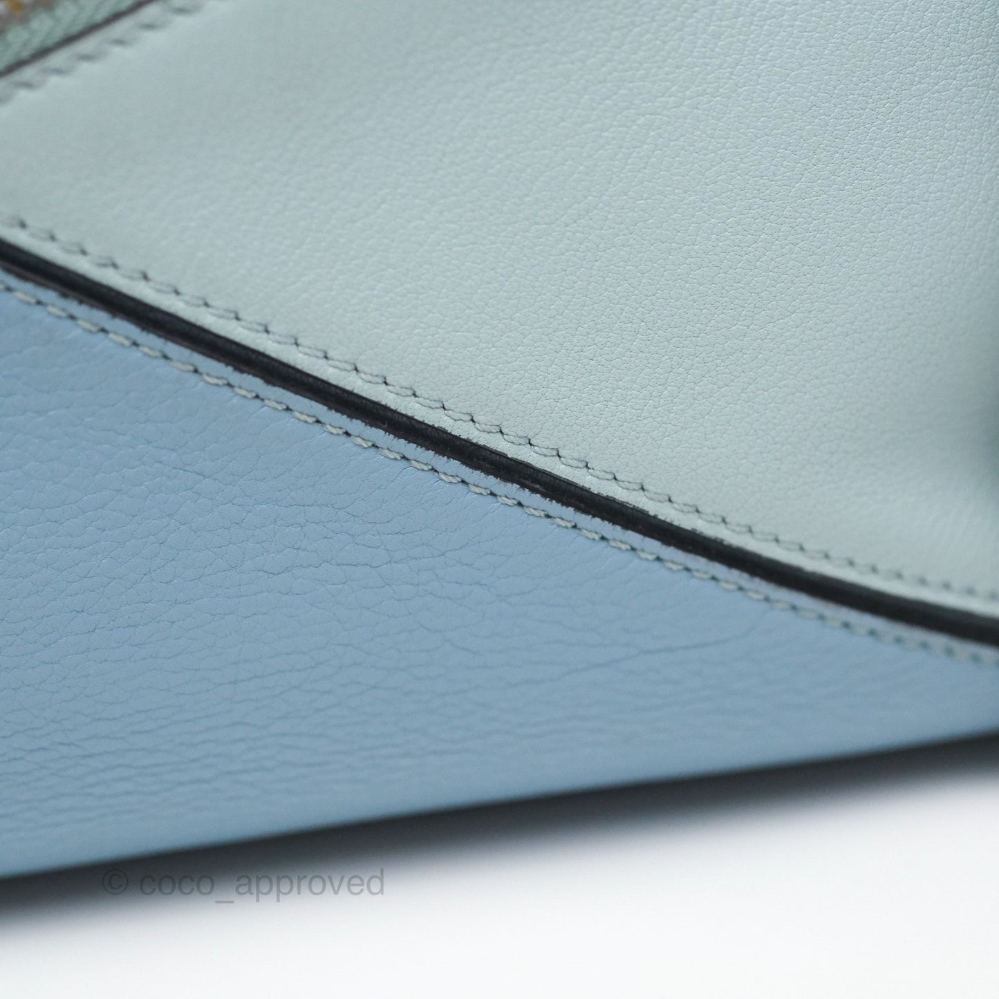 Loewe Small Puzzle Bag Blue Grained Calfskin Gold Hardware