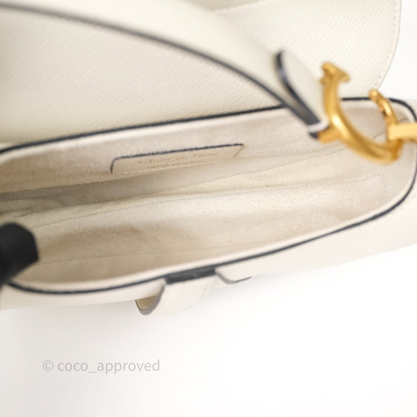 Christian Dior Mini Saddle Bag White Grained Calfskin Gold Hardware
