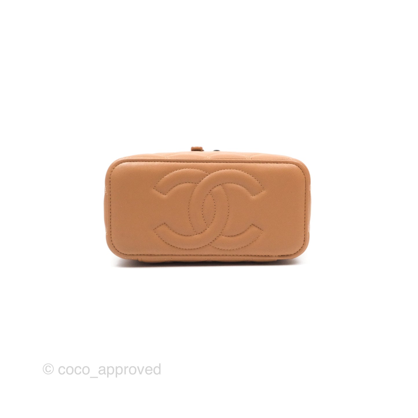 Chanel Vanity Rectangular Top Handle Beige Lambskin Gold Hardware