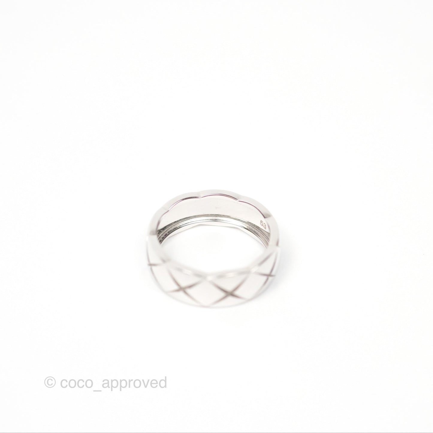 Chanel Coco Crush Ring Small Version 18K White Gold Size 53