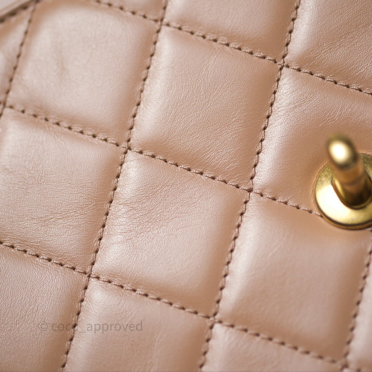 Chanel Quilted Small Perfect Fit Adjustable Beige Calfskin Gold Hardware 21A