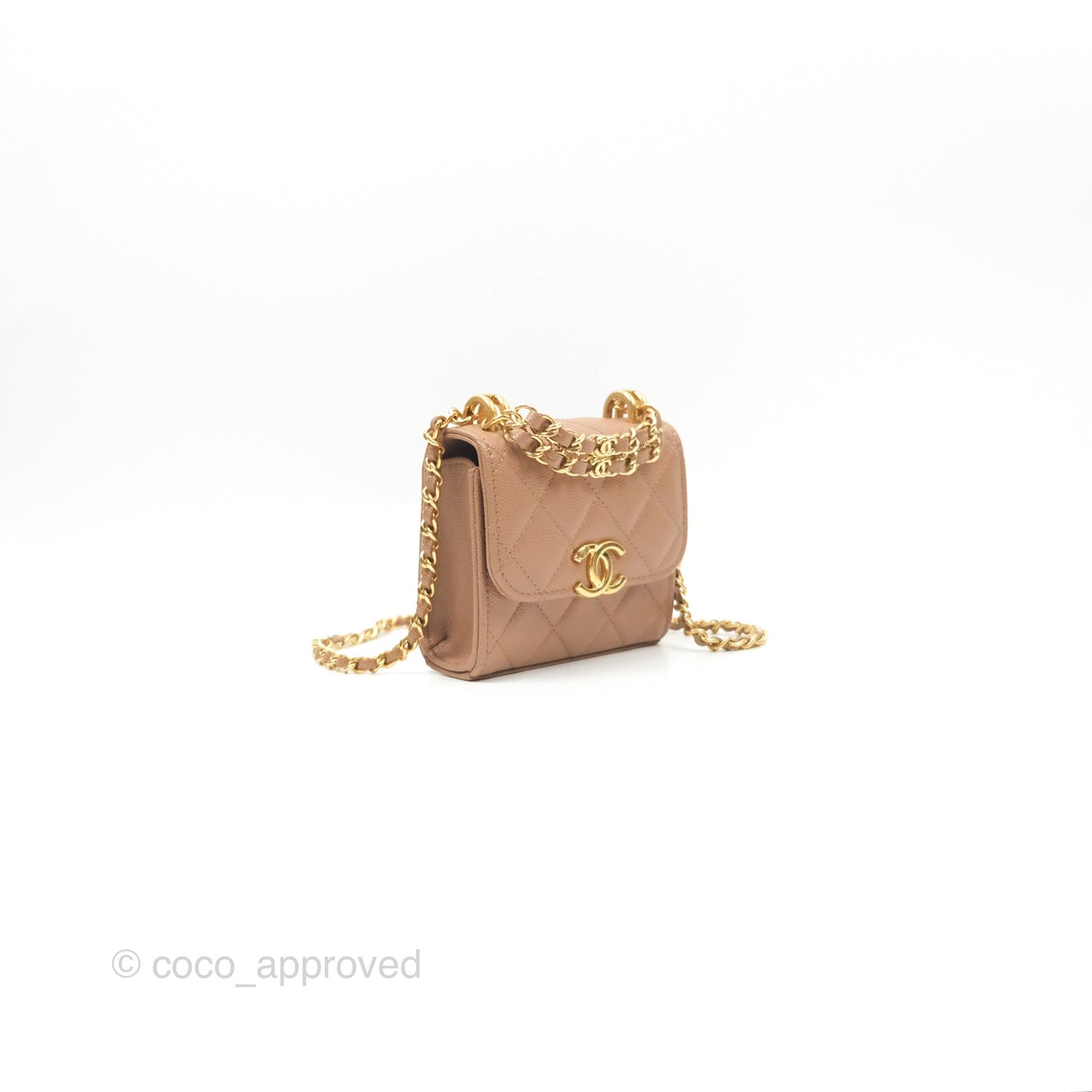 Chanel CC Chain Clutch with Chain Beige Caviar Gold Hardware